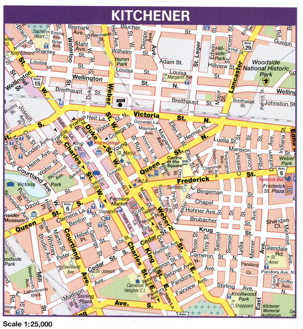 Kitchener city map. Detailed map of city Kitchener with all streets and roads Kitchener city map. Detailed map of city Kitchener with all streets and roads
