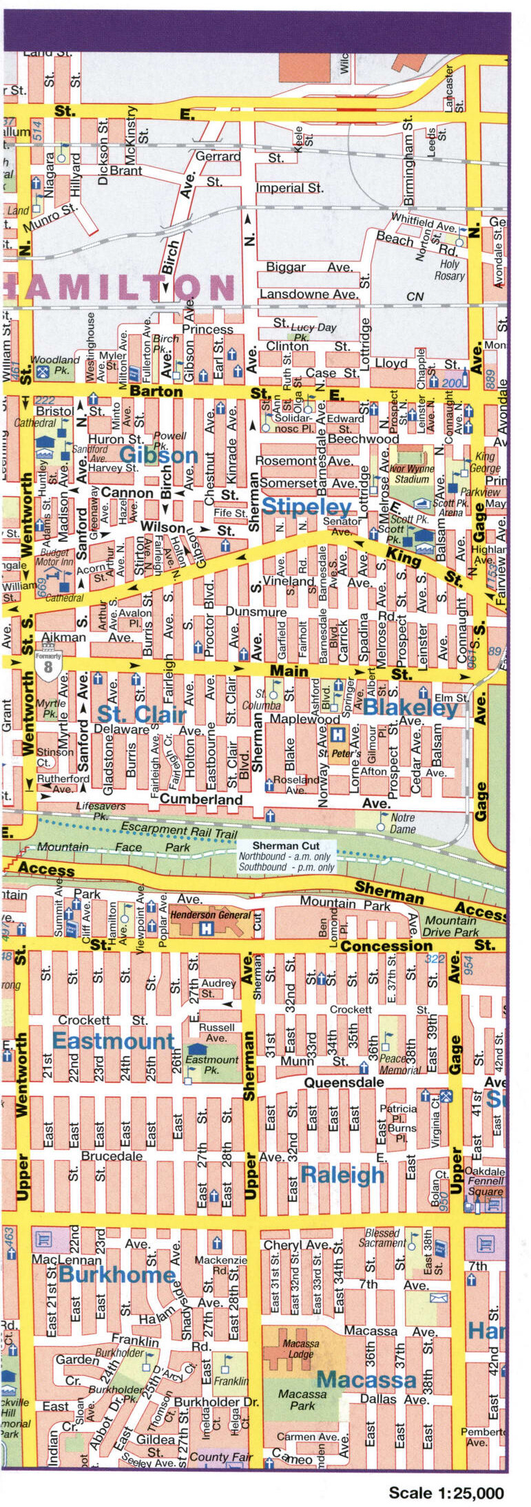 Hamilton city map, Canada. Detailed map of the Canadian city Hamilton with all streets and roads. Hamilton city map, Canada. Detailed map of the Canadian city Hamilton with all streets and roads.