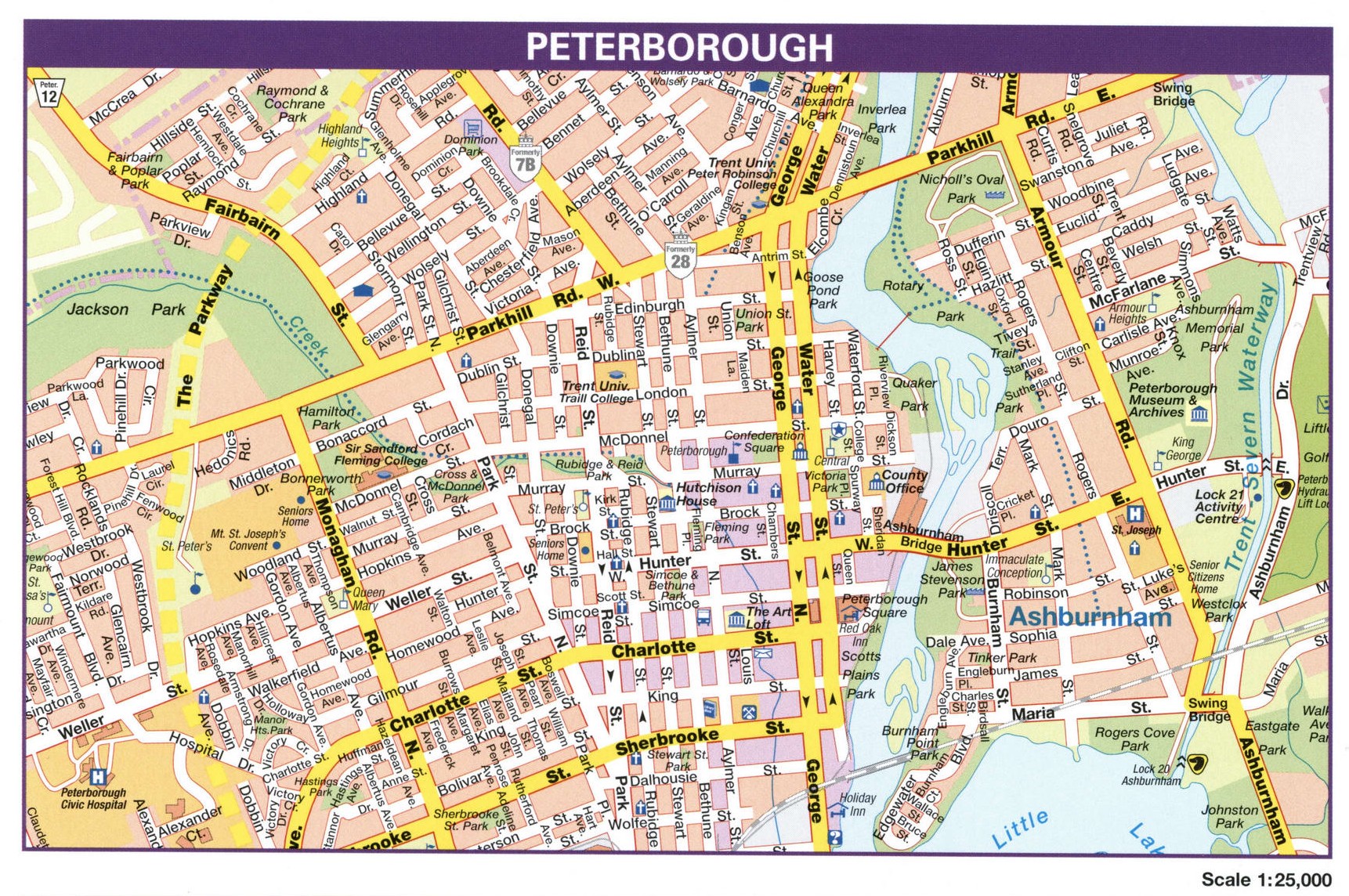 Peterborough city map, Canada