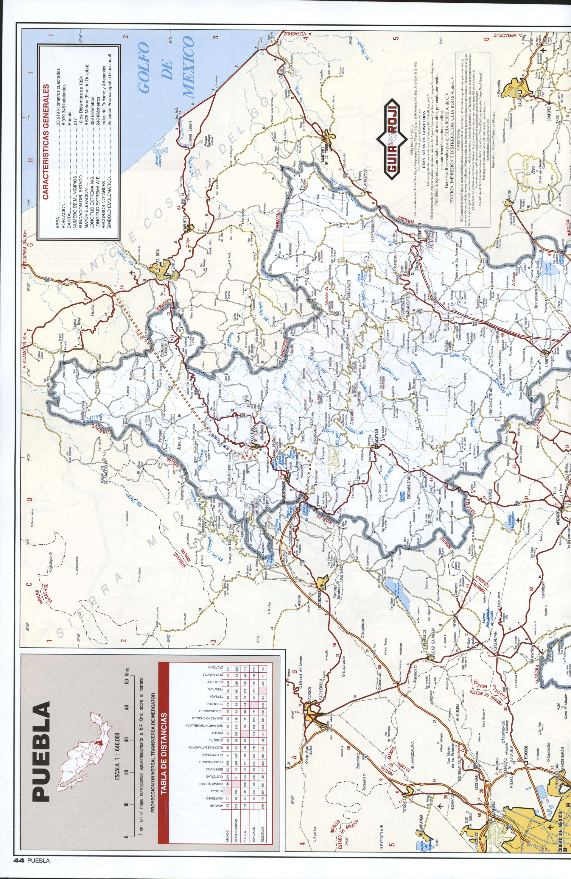 Puebla state map northern