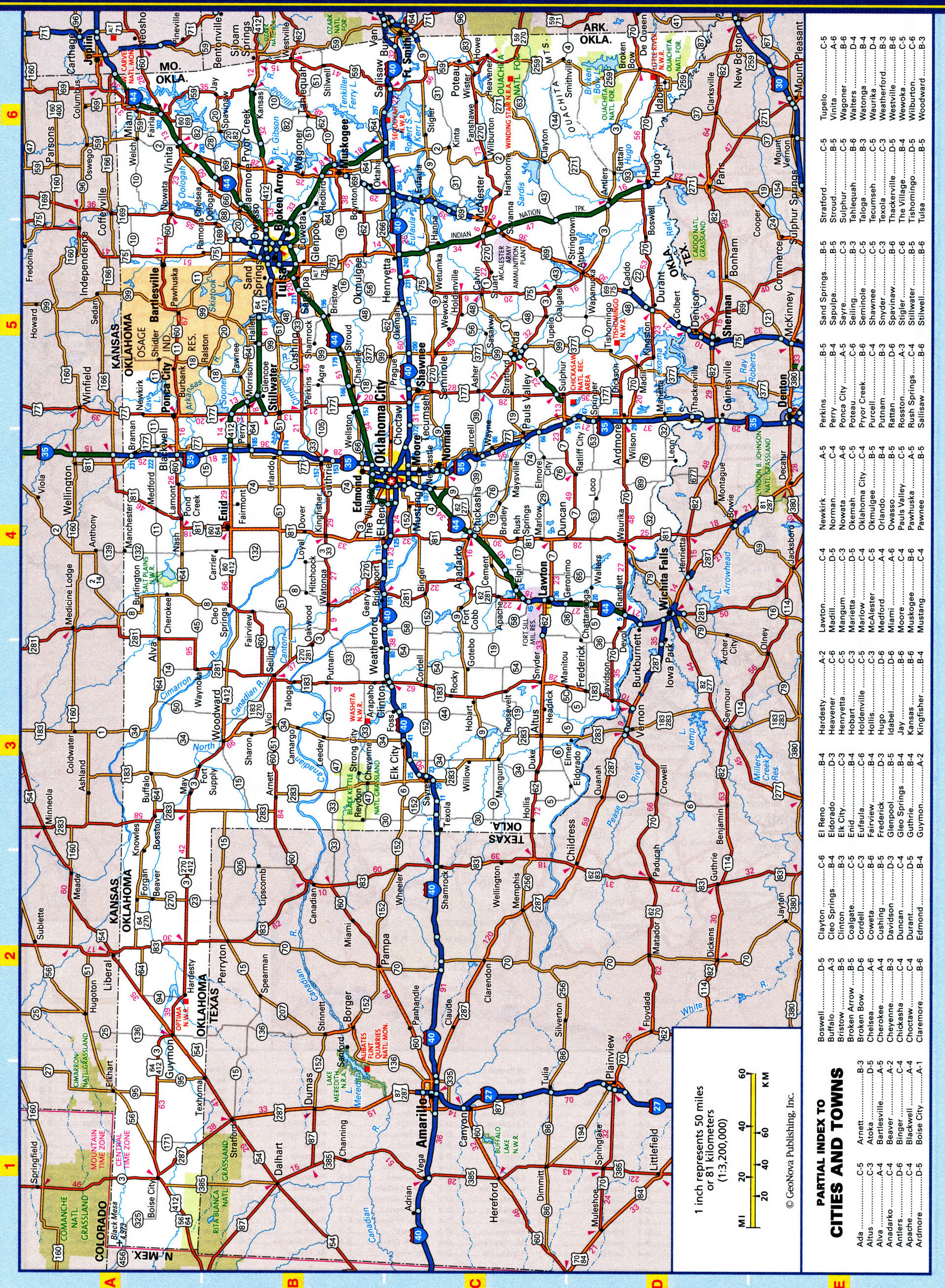 Map Of Oklahoma Roads And Highways Free Printable Road Map Of Oklahoma
