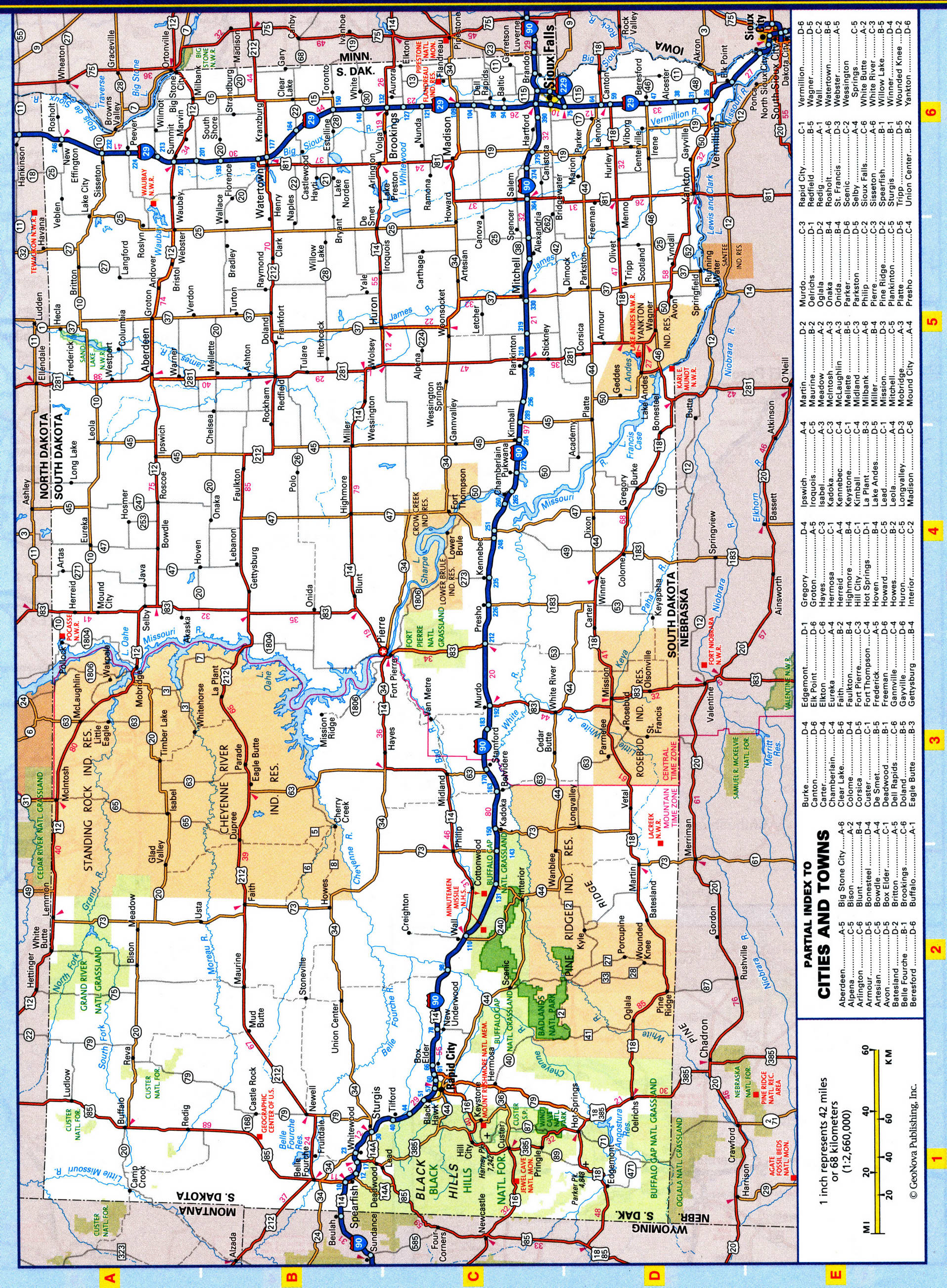South Dacota highway map