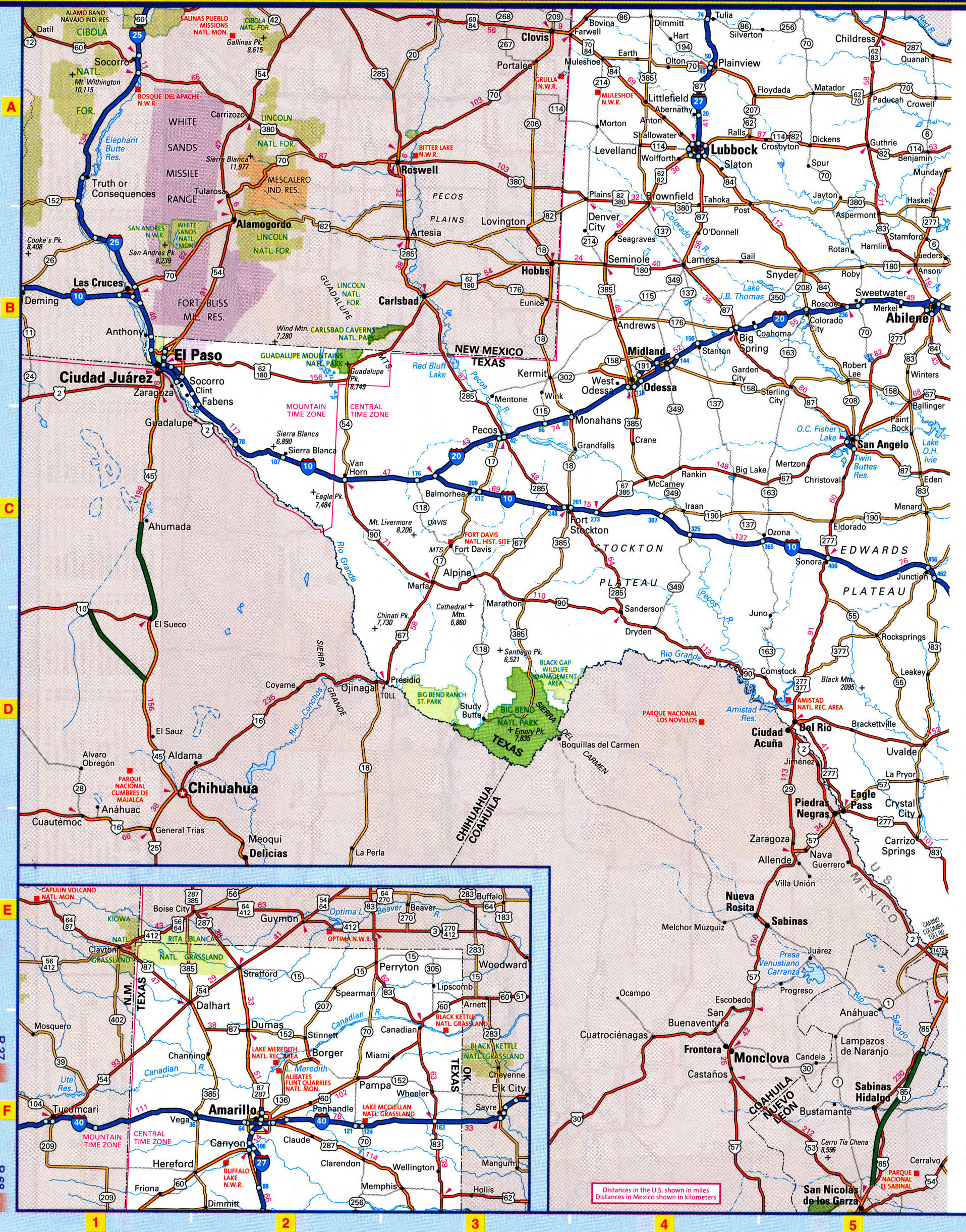 Western Texas highway map