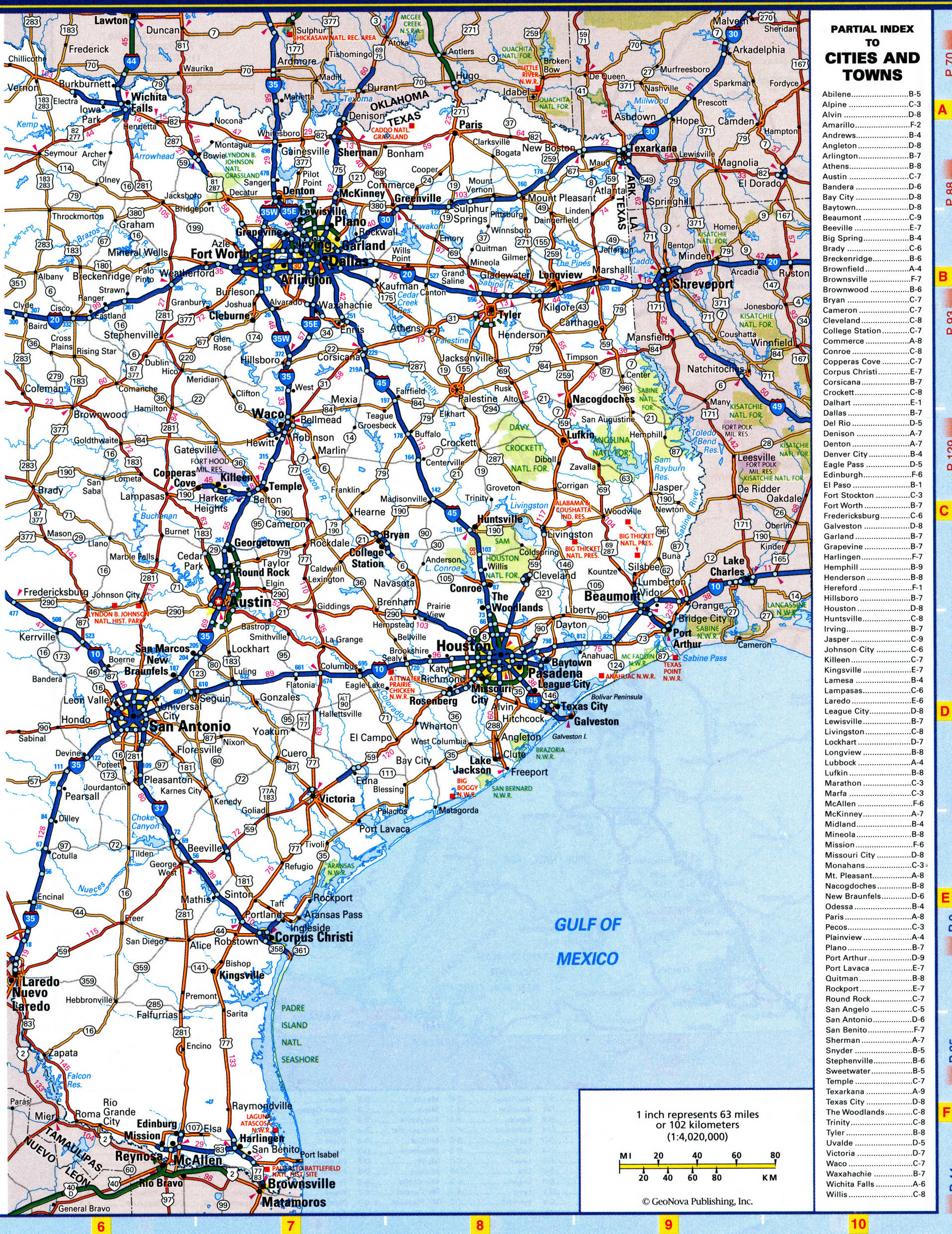 Eastern Texas highway map
