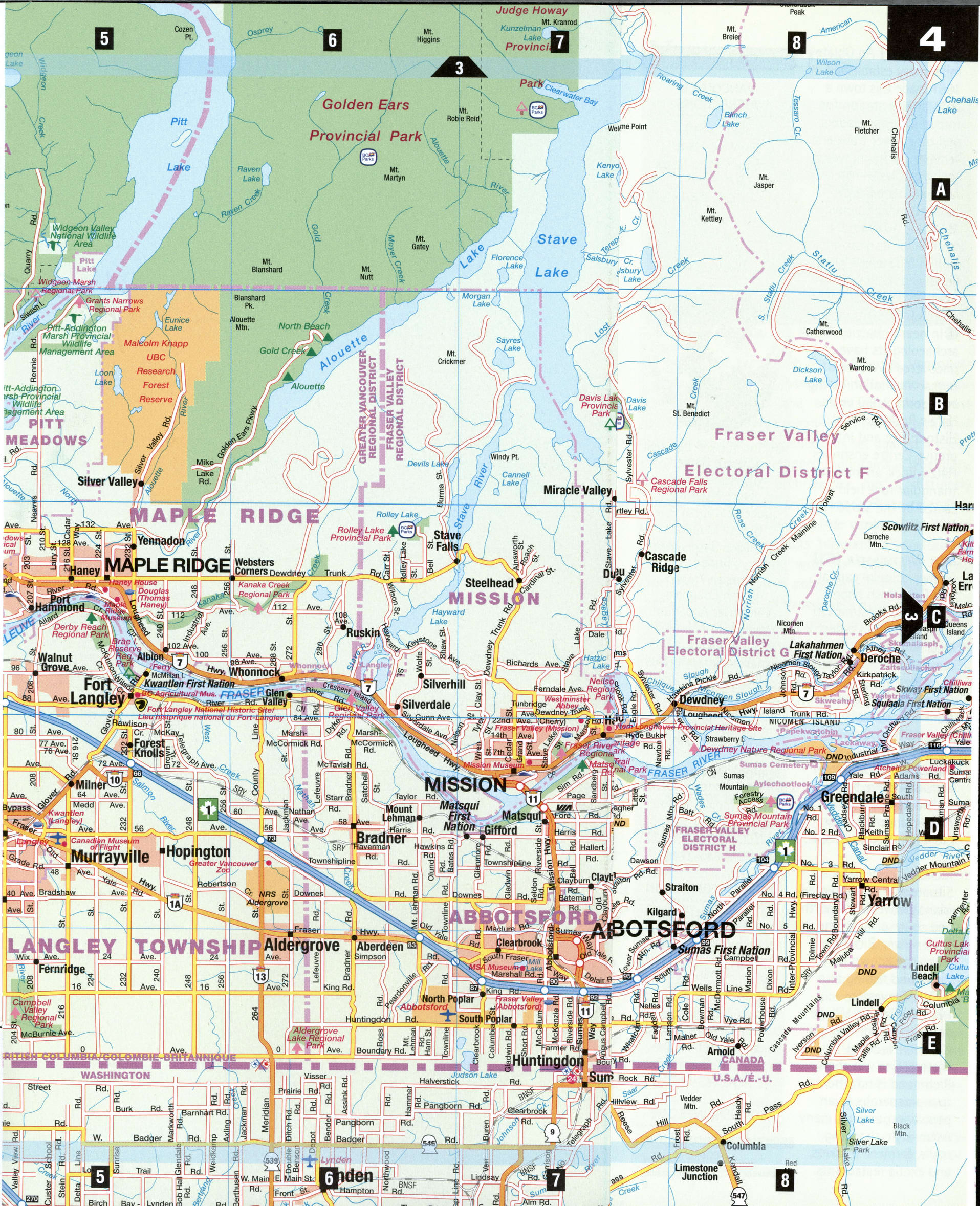 Greater Vancouver map BC. Detailed map of Vancouver with streets, roads, and highways