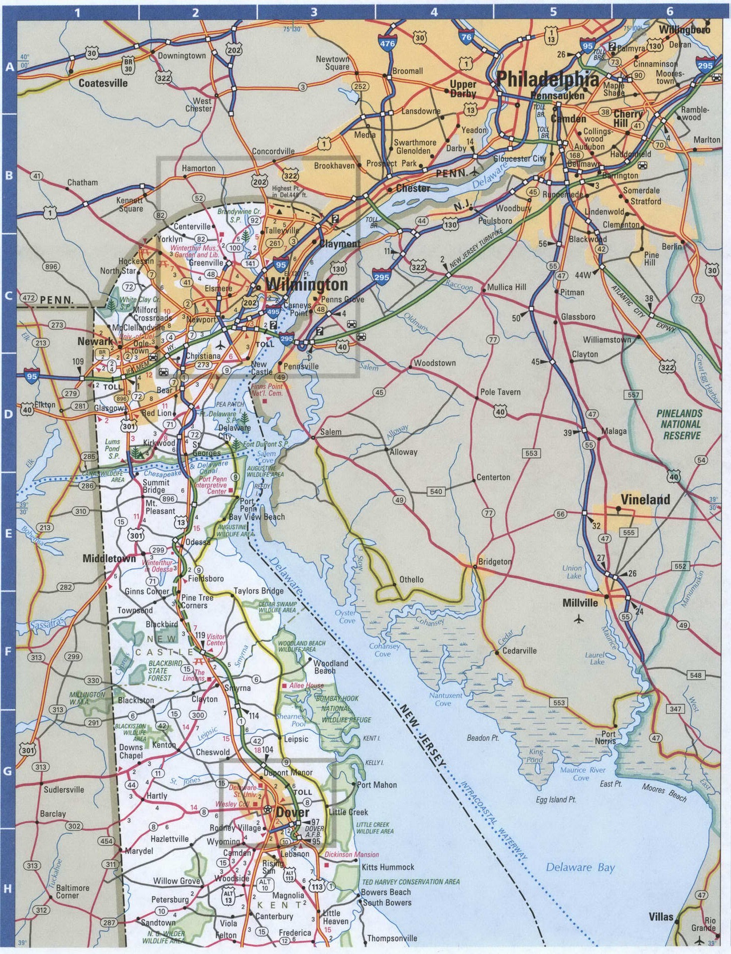 Delaware roads map