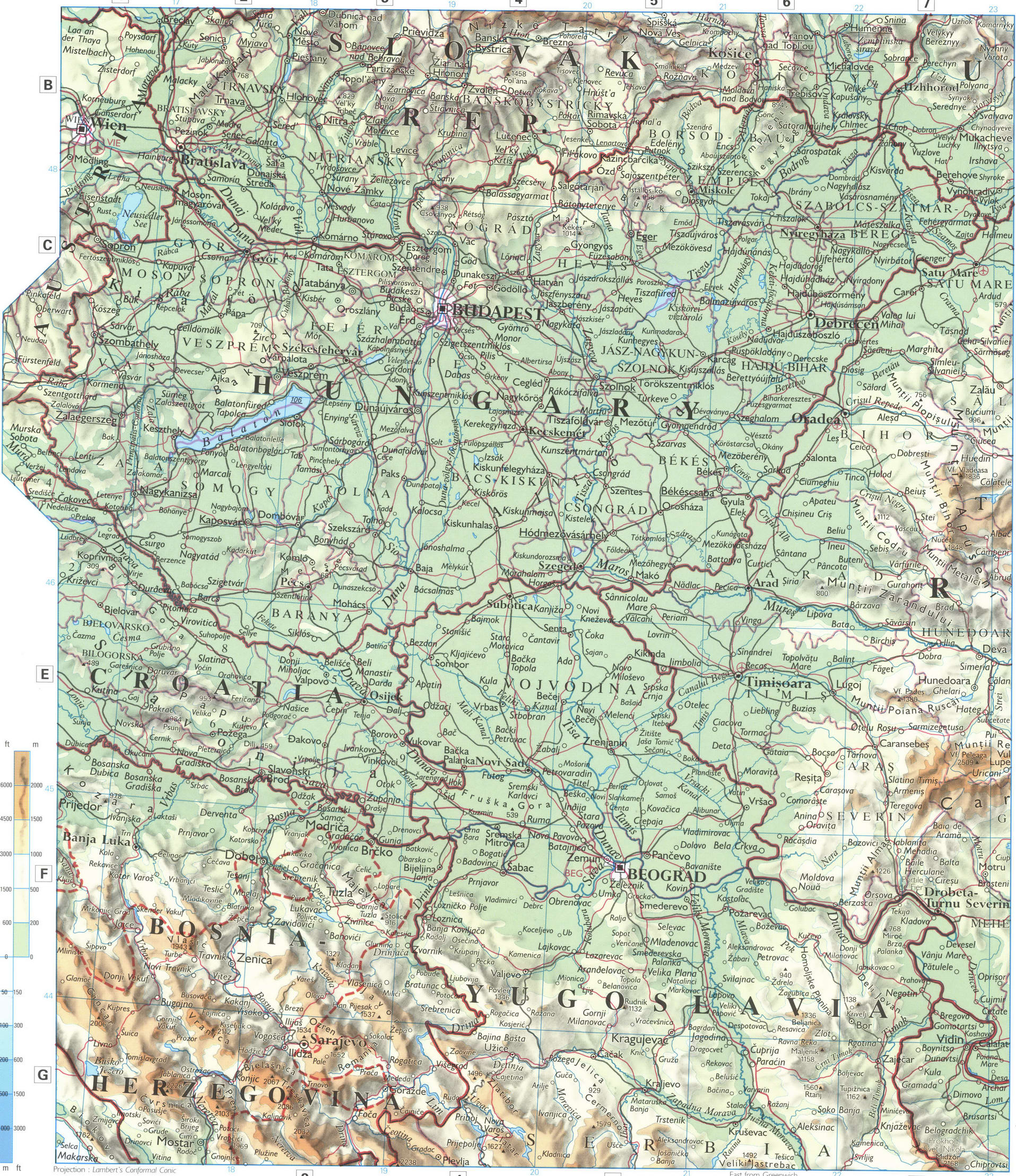 Hungary and Romania map