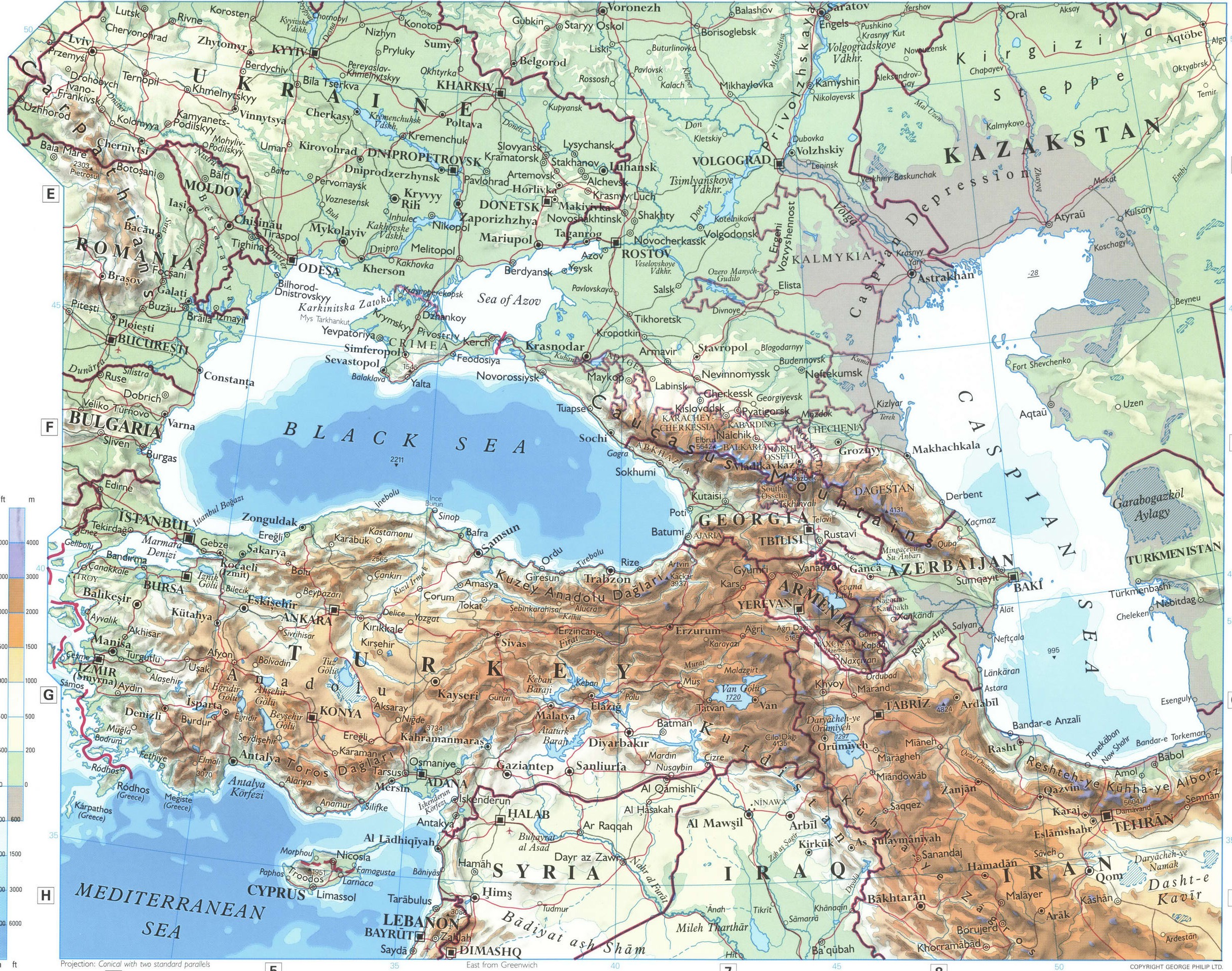 European Russia and Turkey map