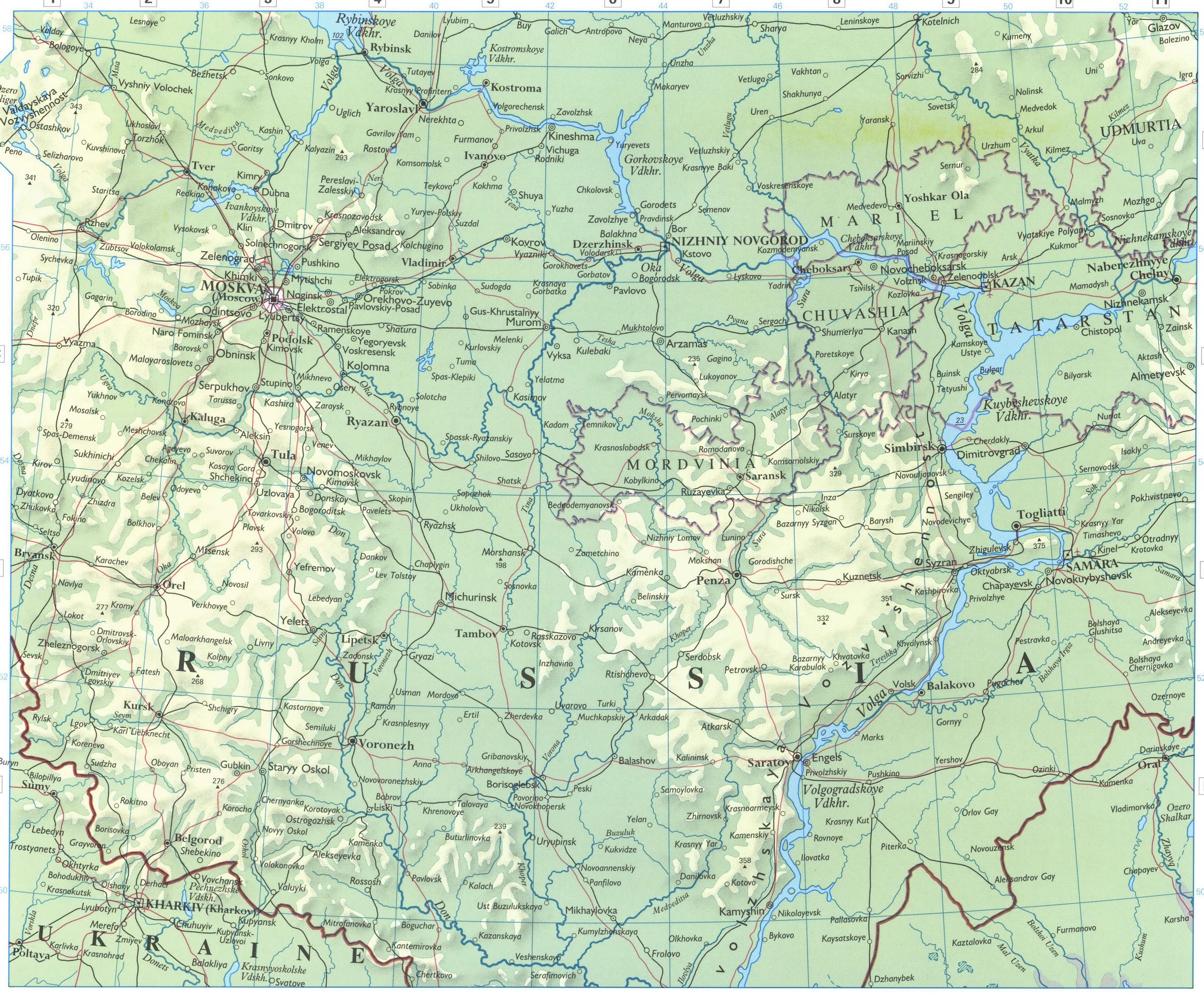 Volga basin and Caucasus map