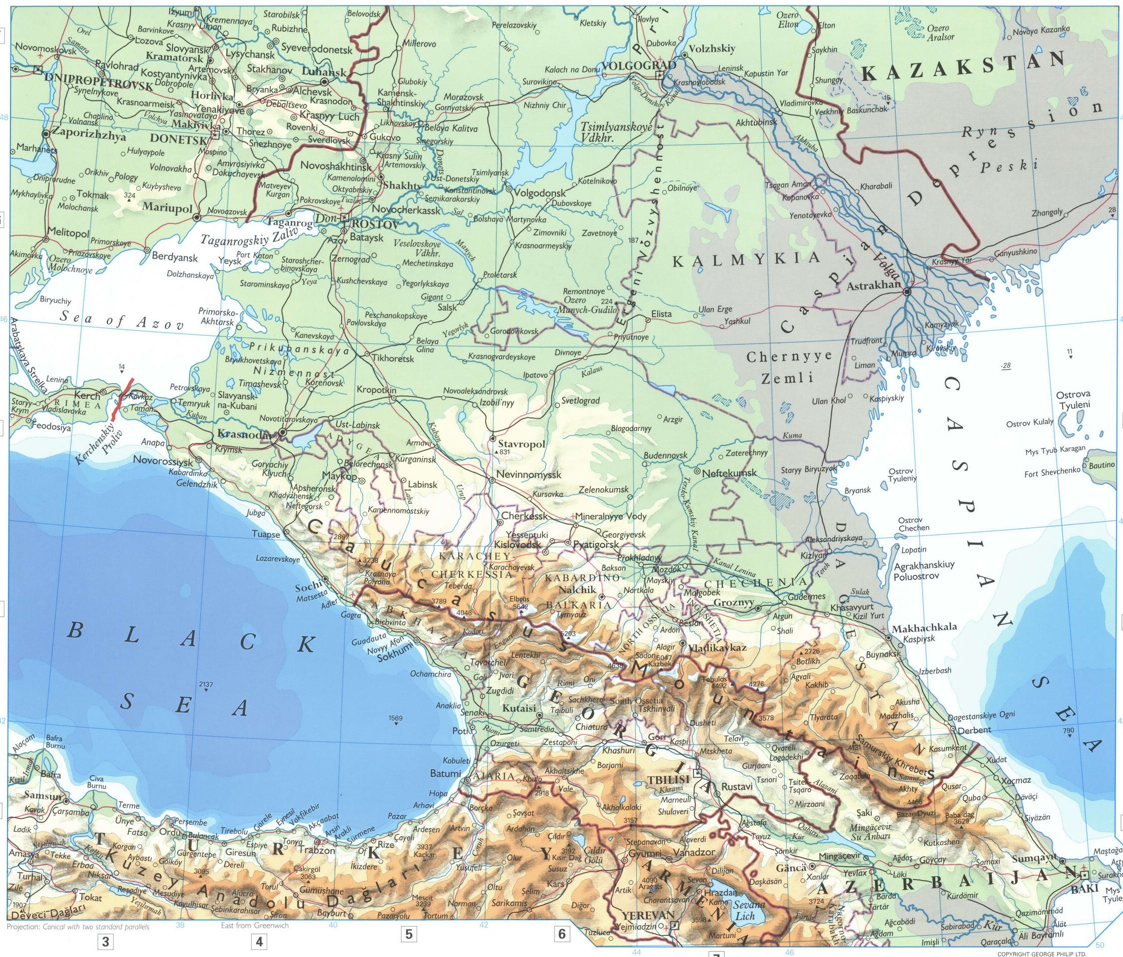 Volga and Caucasus map