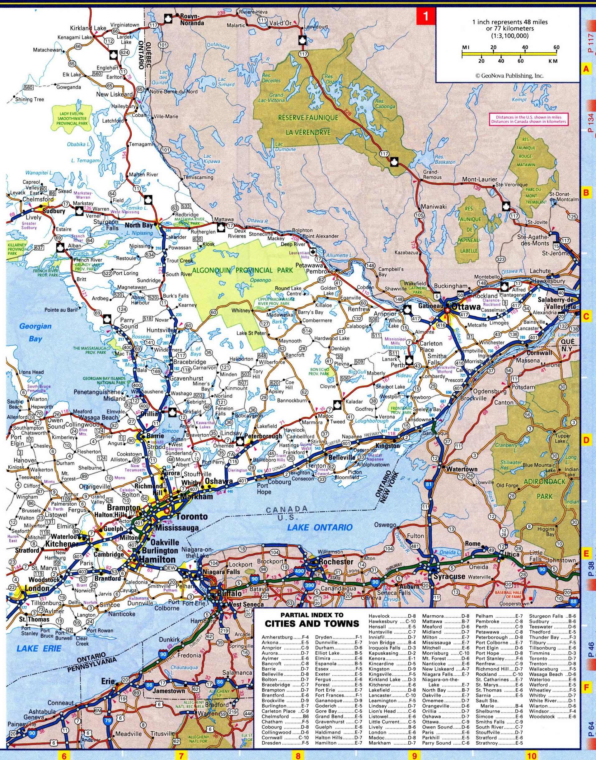 Ontario eastern highways map