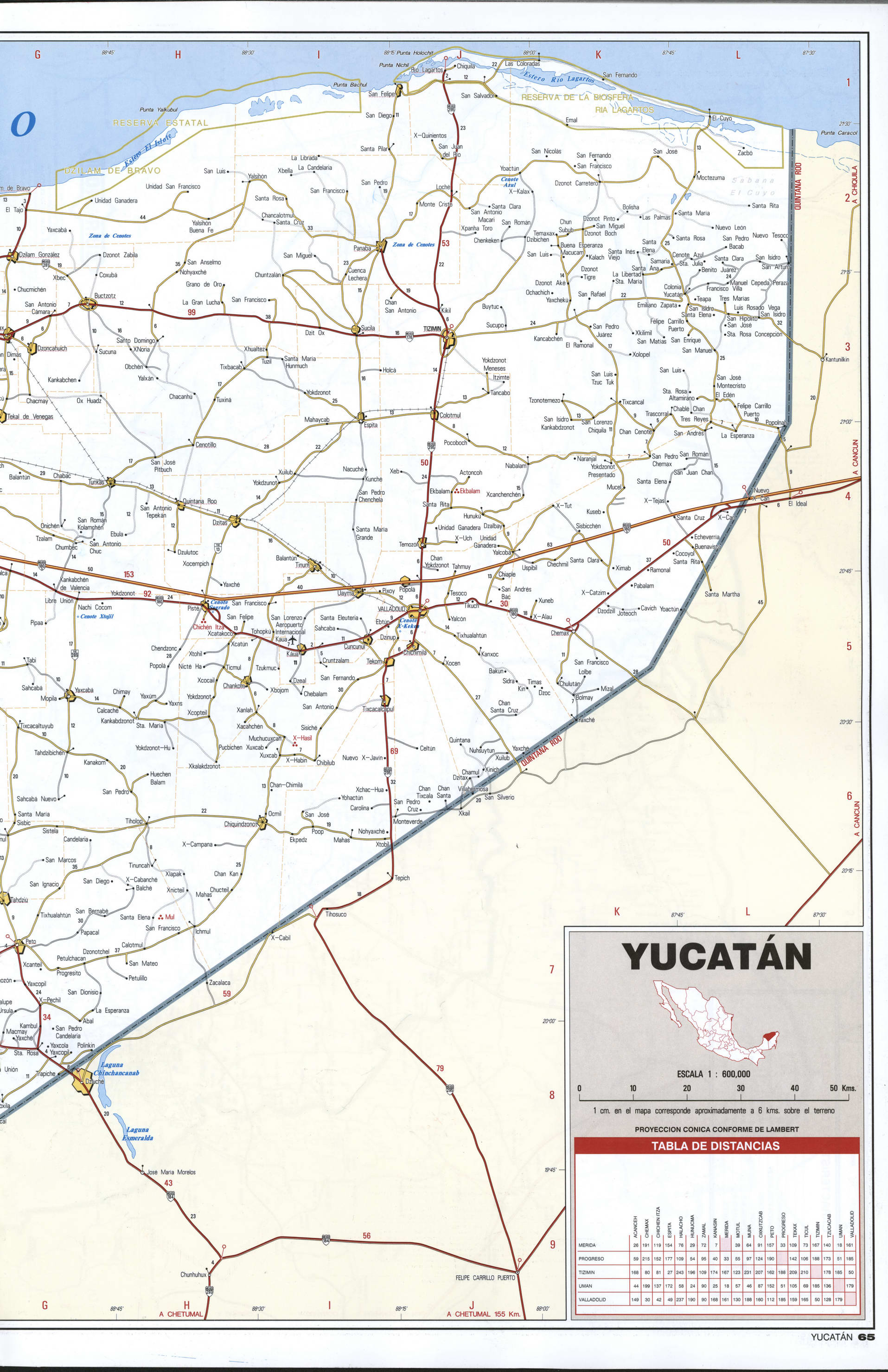 Yucatan state map eastern
