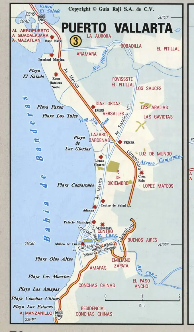 Puerto Vallarta city map. Detailed map of Puerto Vallarta with streets, roads, and public places. Puerto Vallarta city map. Detailed map of Puerto Vallarta with streets, roads, and public places.