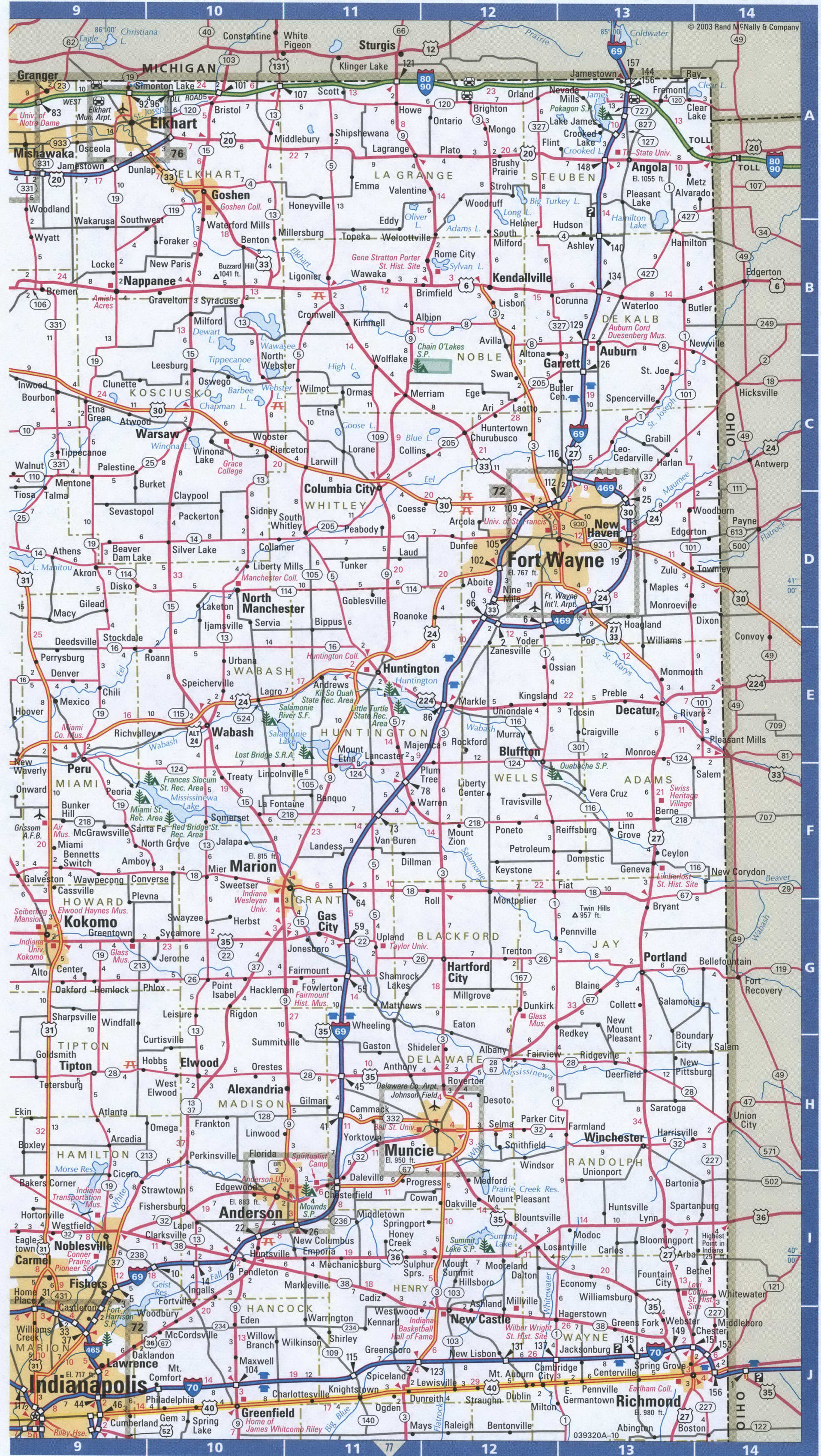 Indiana Northern roads map.Map of North Indiana cities and highways