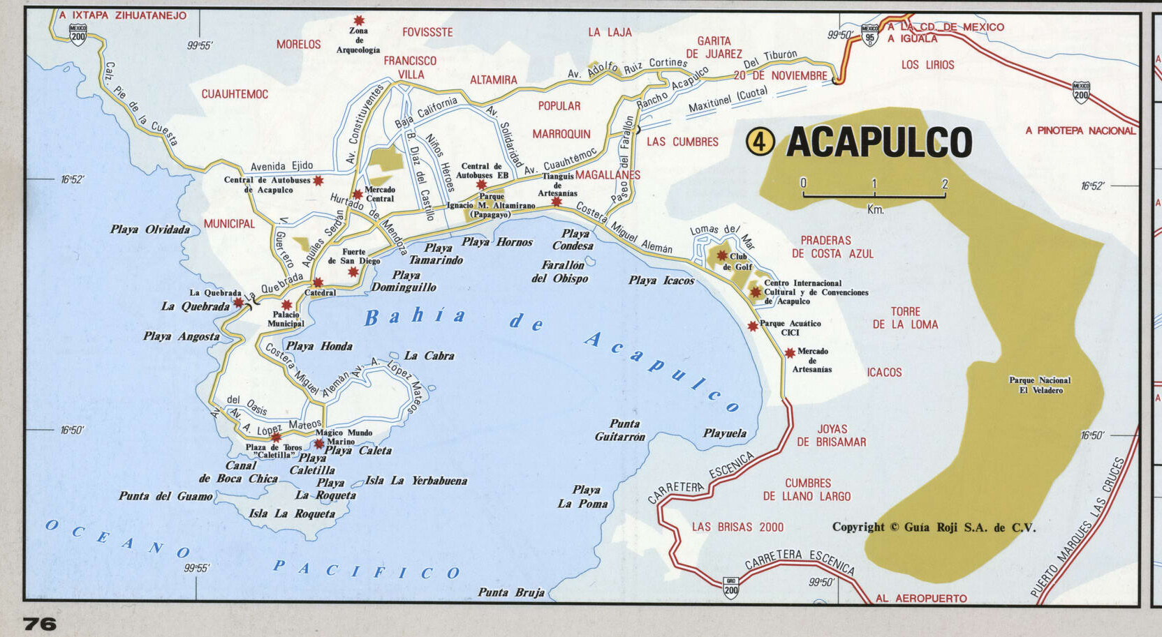 Acapulko city map. Detailed map of Acapulko with streets, roads, and public places. Acapulko city map. Detailed map of Acapulko with streets, roads, and public places.