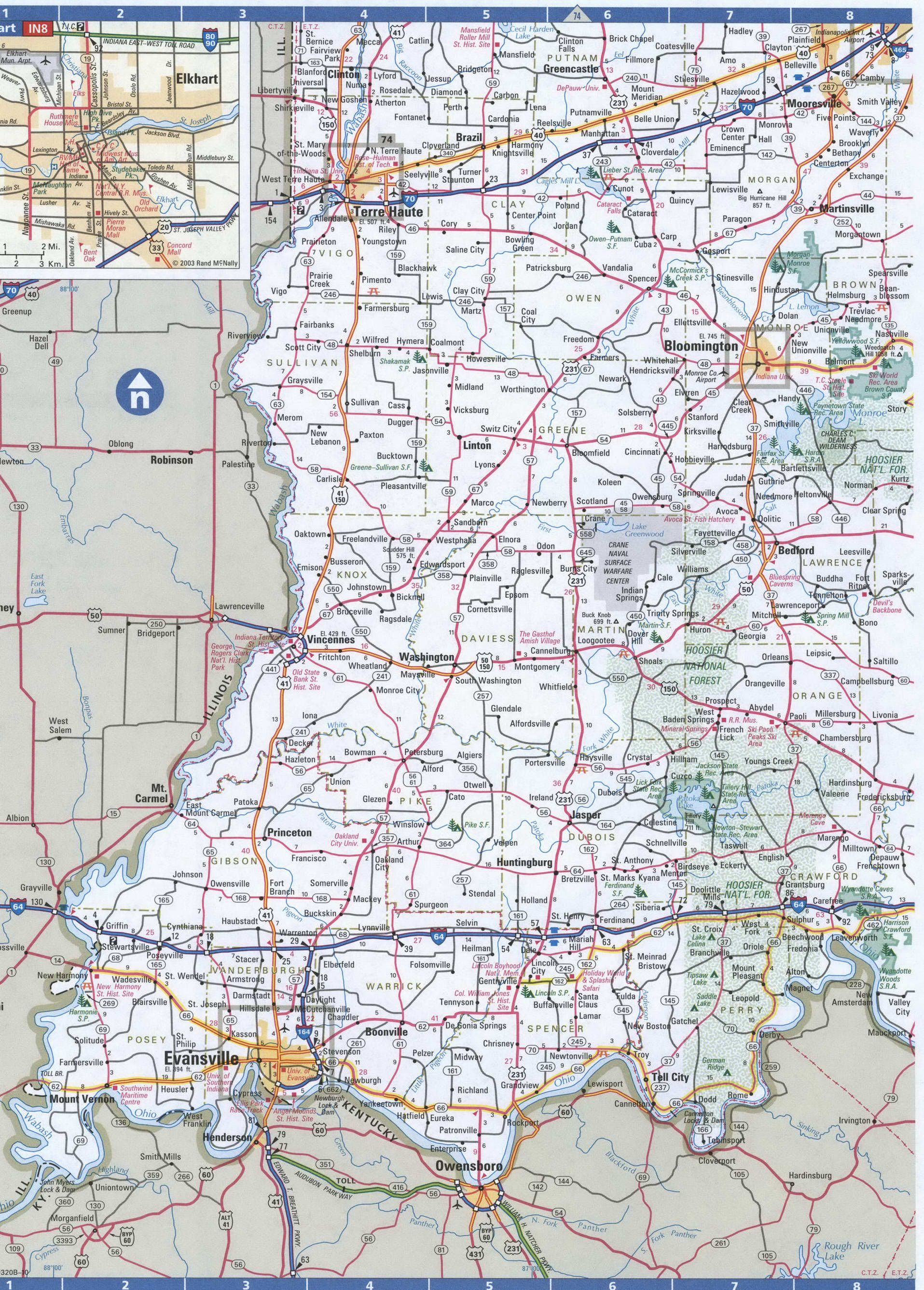 Indiana southern map