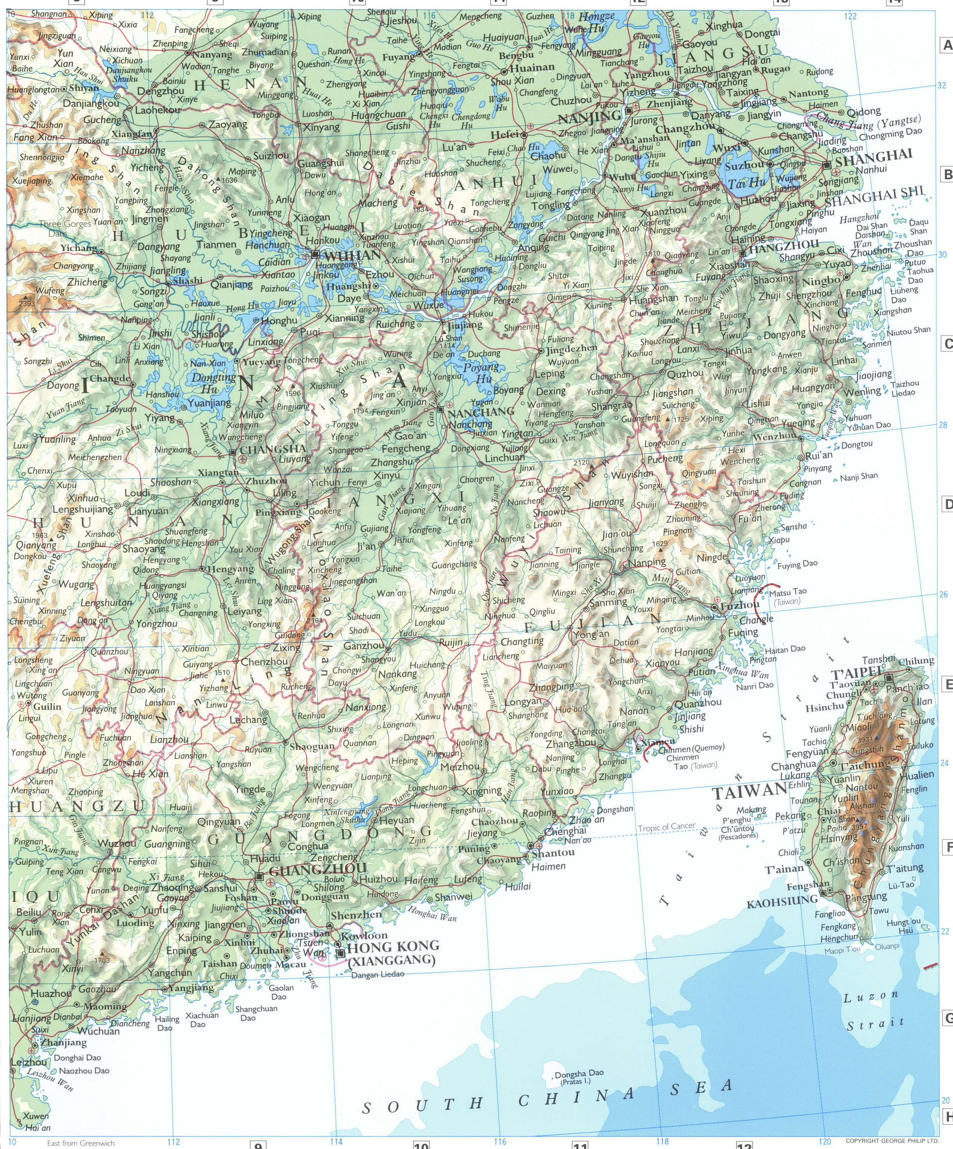 Southern China and Taiwan map