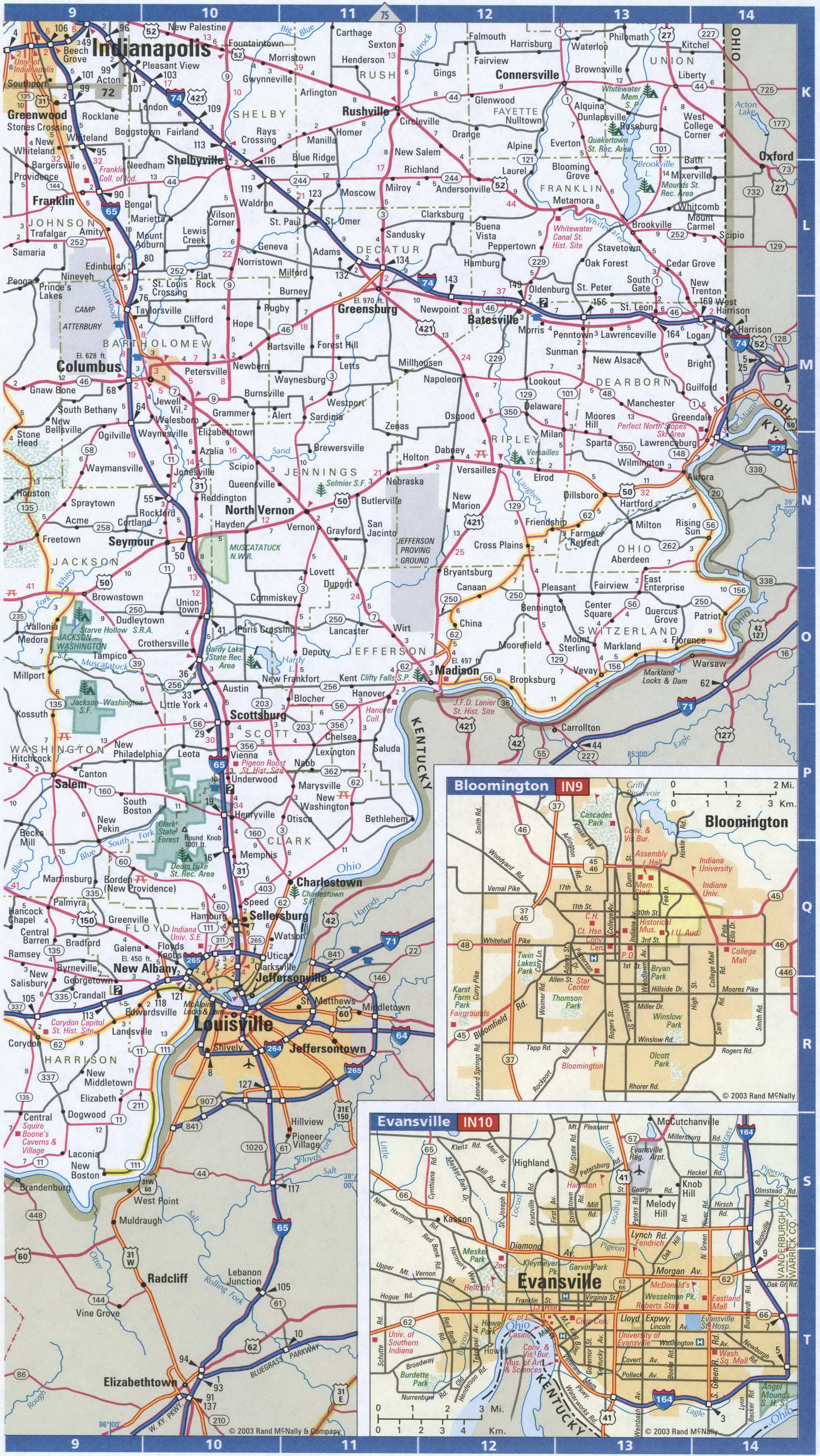 Indiana south road map