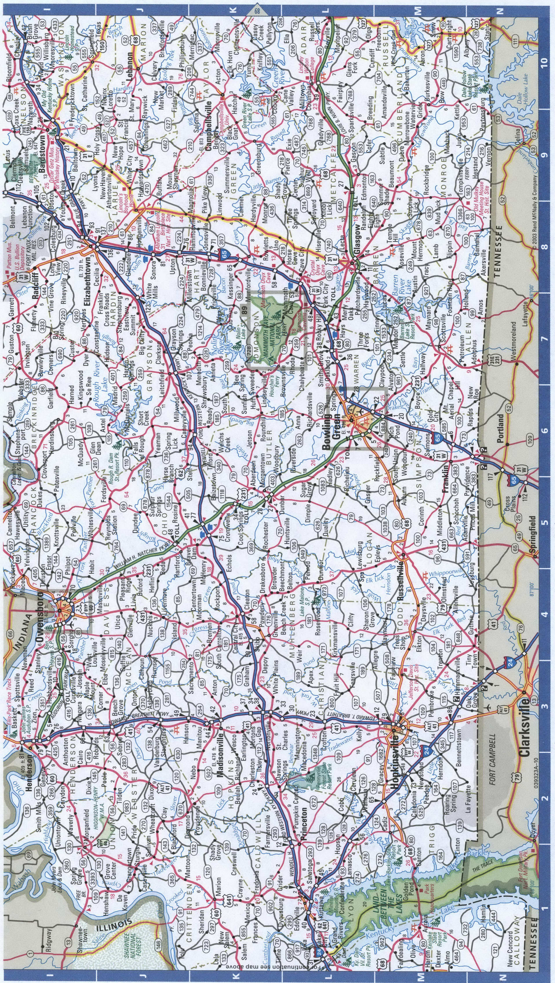 Kentucky western map
