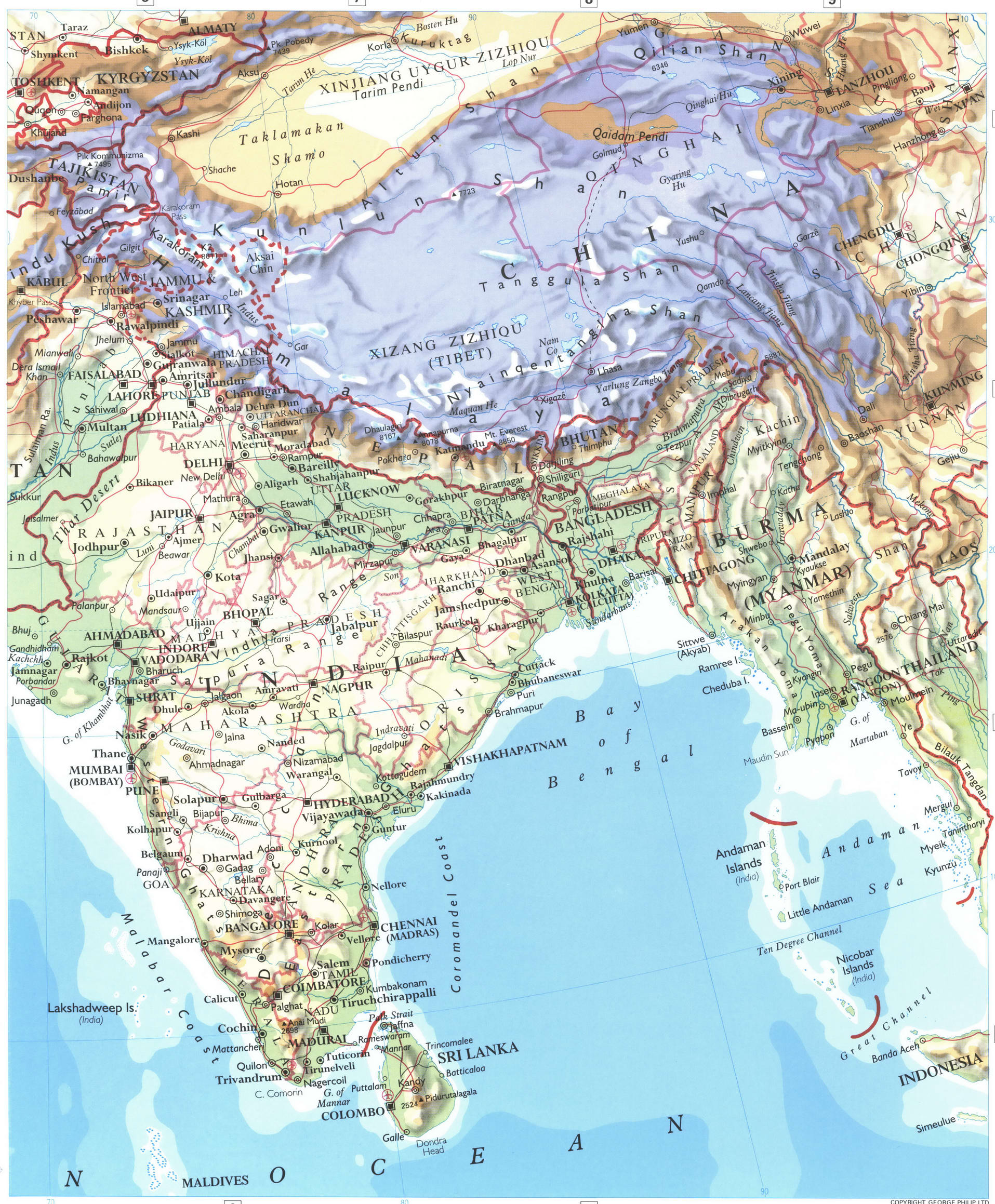 Southern Asia and Middle East map