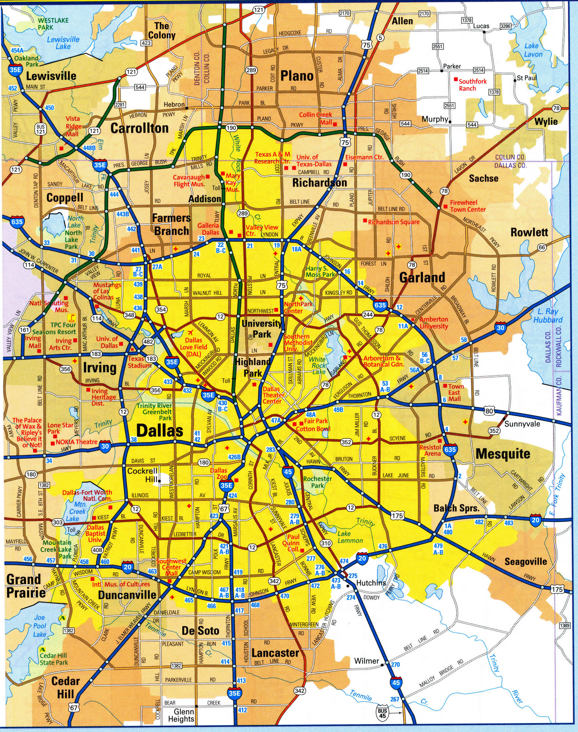 map of Dallas city