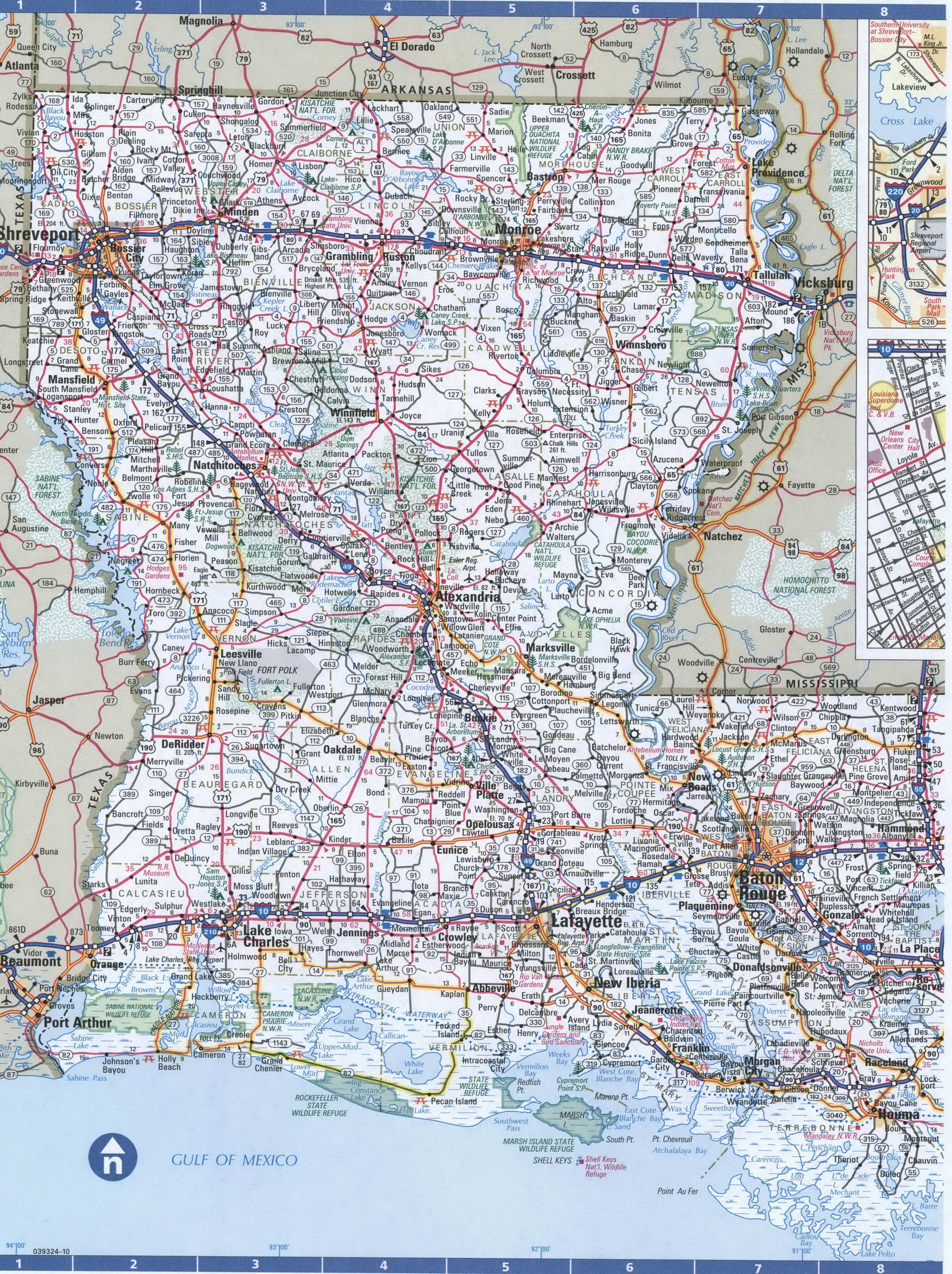 Printable Road Map Of Louisiana