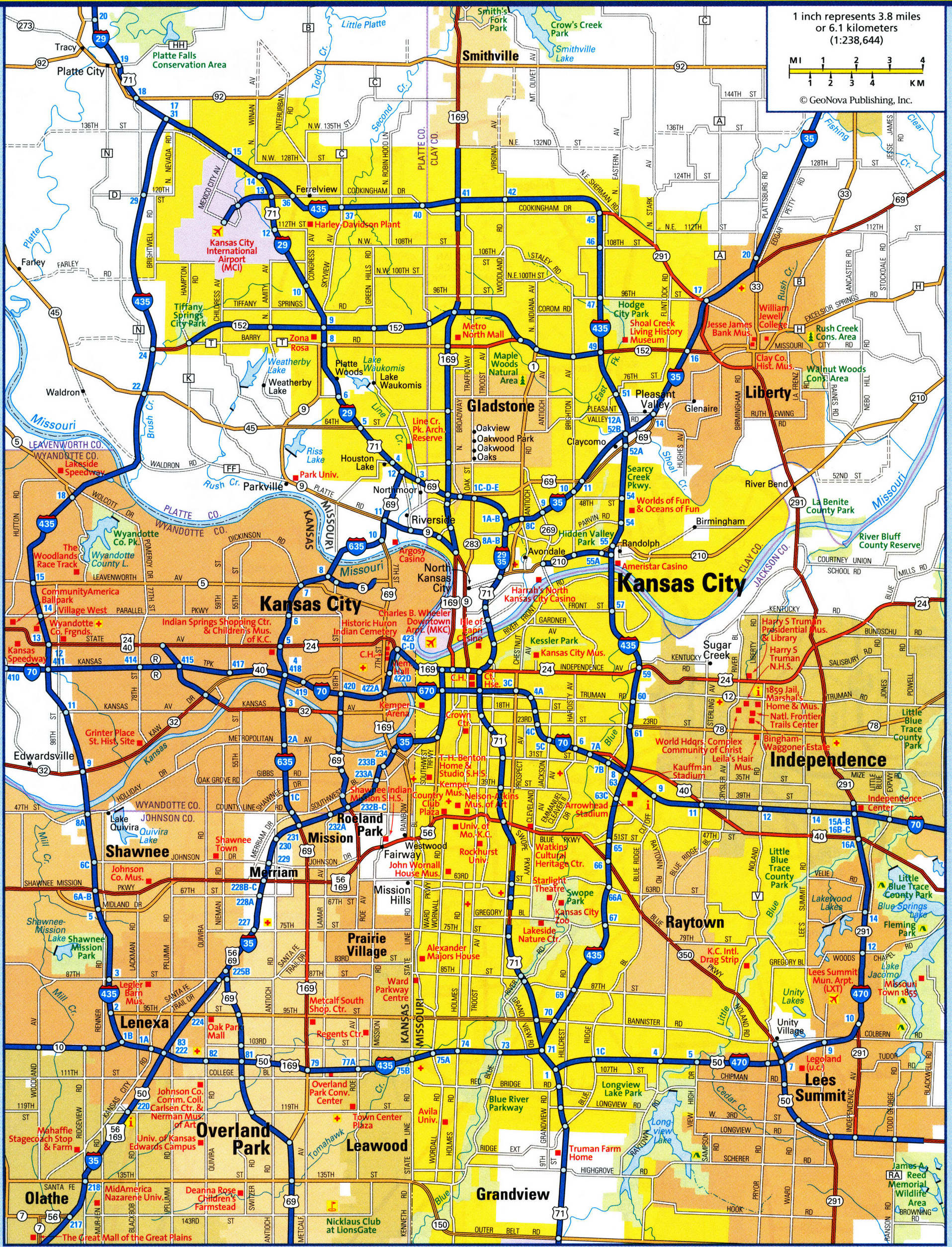 Kansas city map. Free printable detailed map of Boston city Missouri