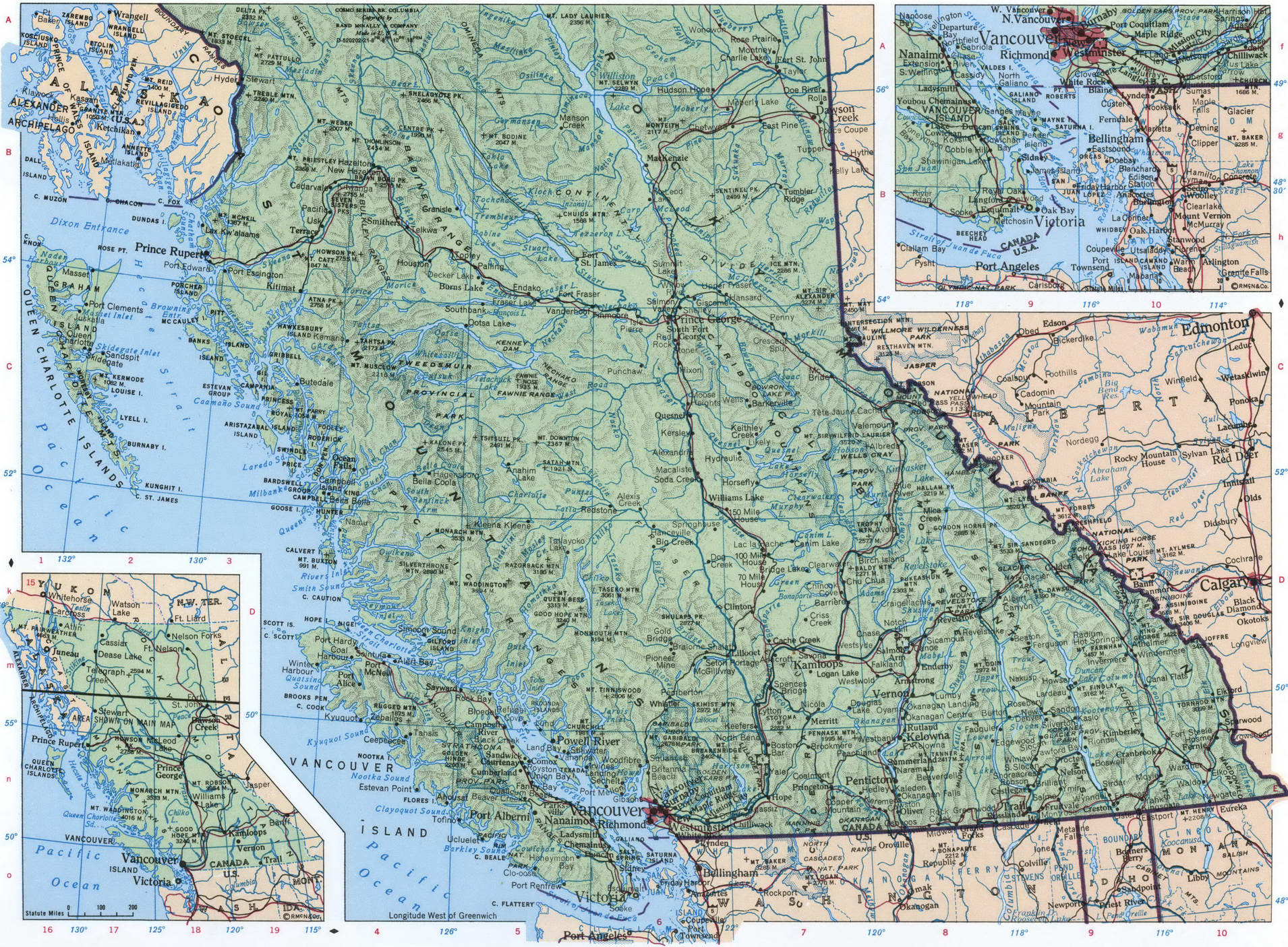 British Columbia geographic map