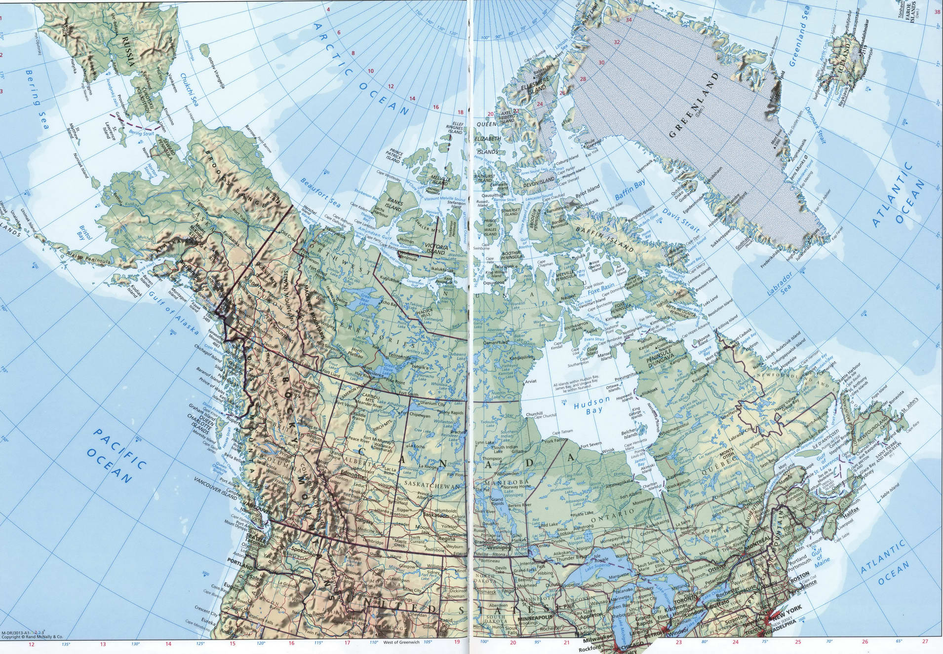 Map of Canada. A large detailed physical map of Canada with borders and cities. Map of Canada. A large detailed physical map of Canada with borders and cities.