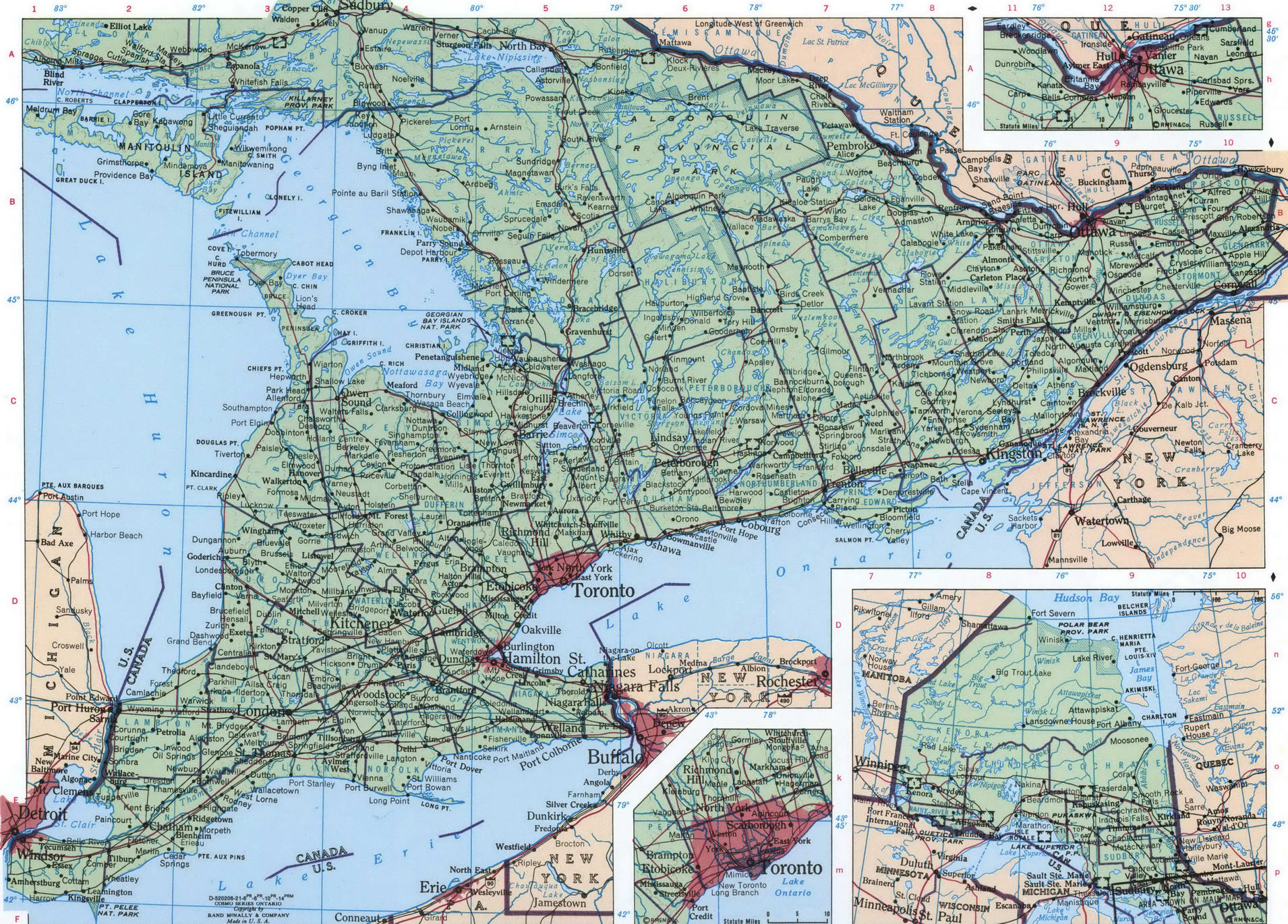 Ontario geographic map