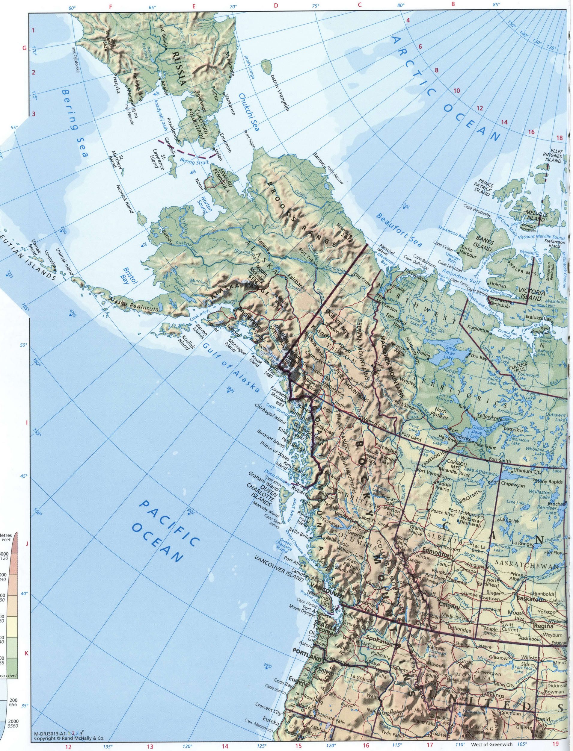 Western Canada geographical map