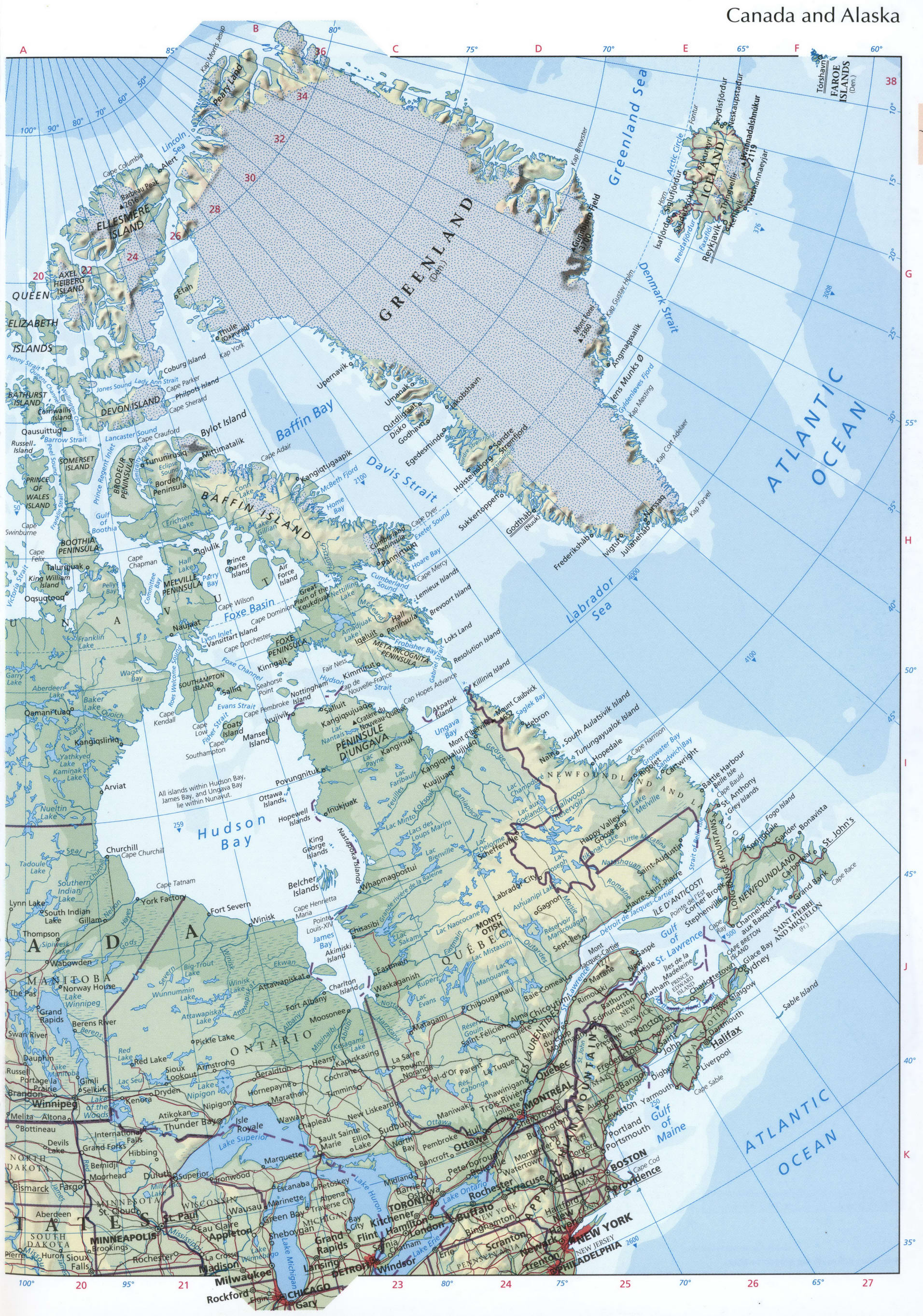 Eastern Canada geographic map