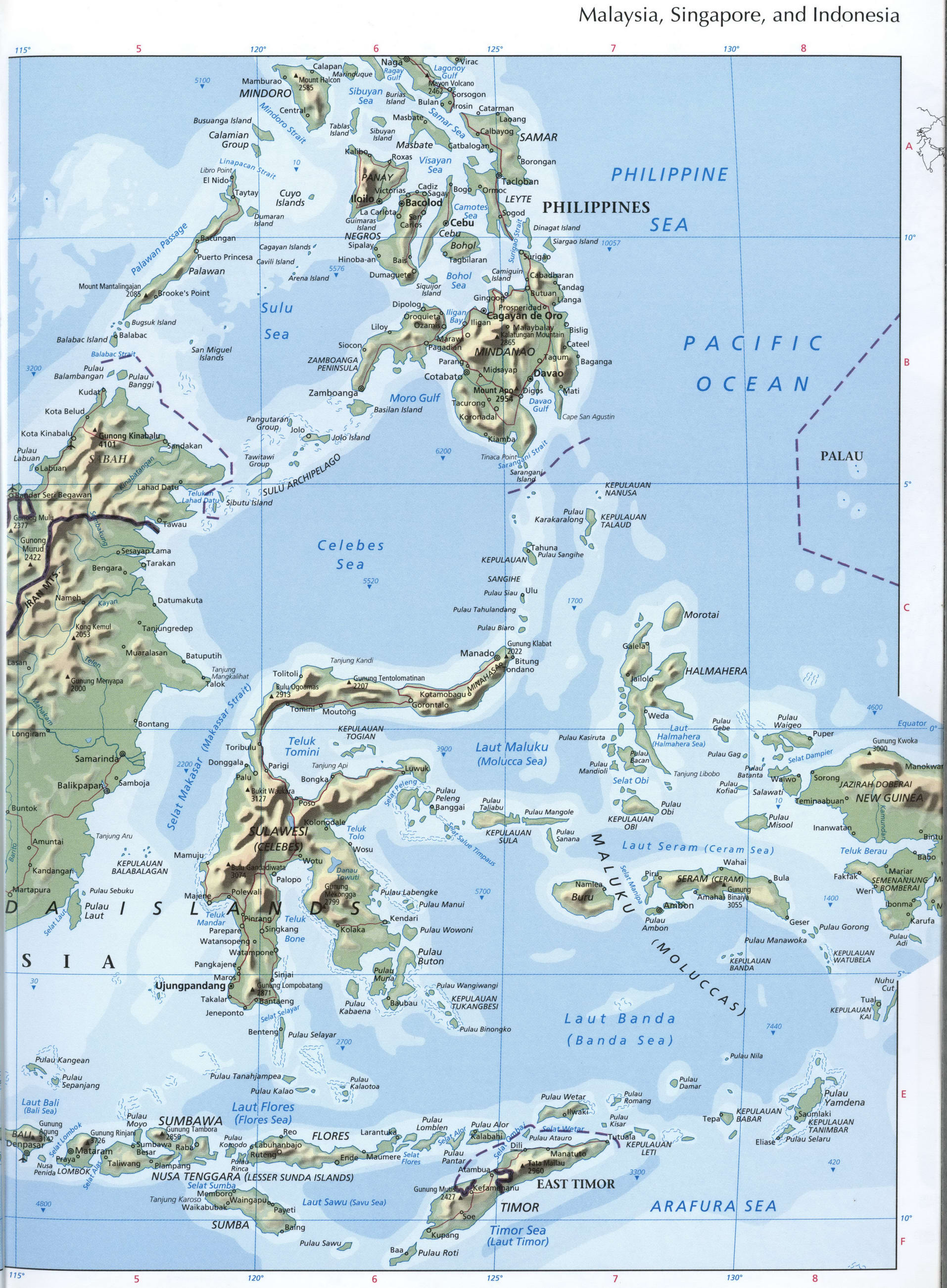 Map of Malaysia and Timor