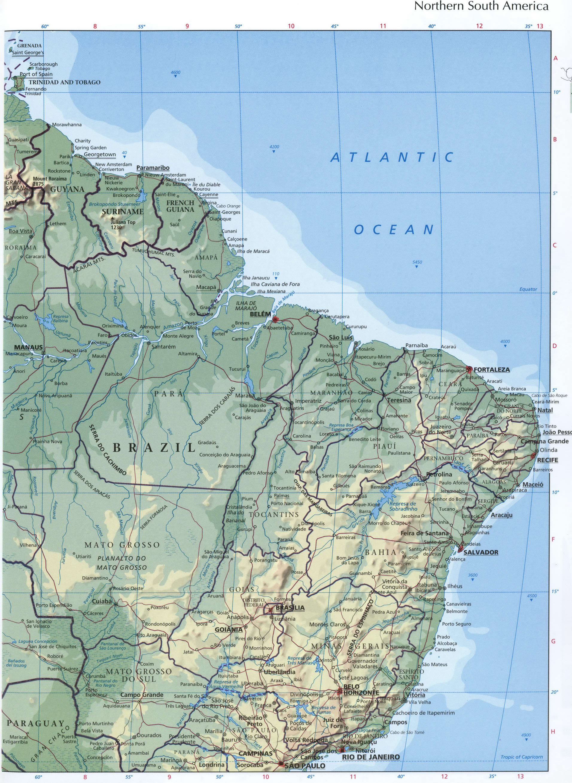 South America map Northern part