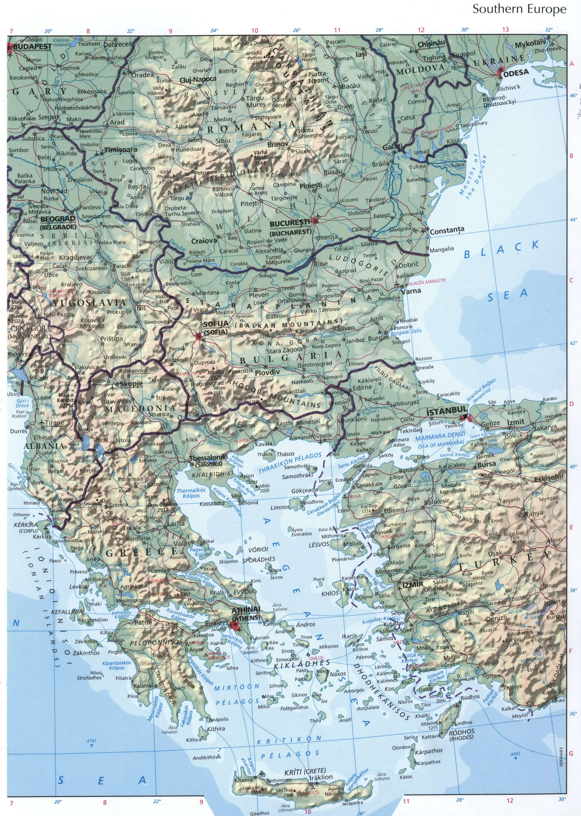 Southern Europe detailed map