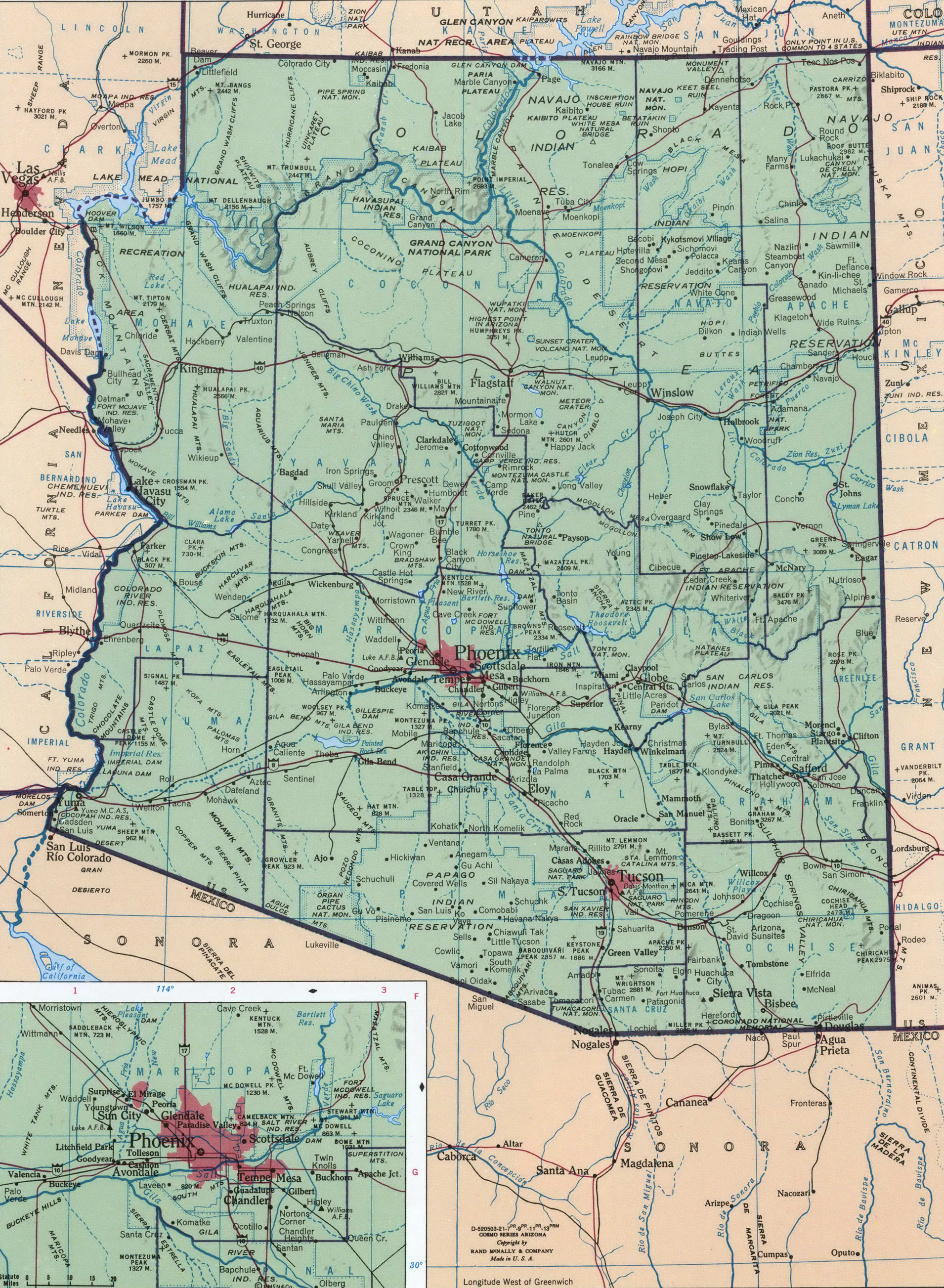 Arizona geographic map