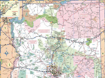 Map of northern and central Arizona. Detailed map of northern Arizona with cities and towns.