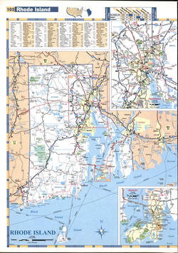 Detailed map of the state of Rhode Island with cities and roads