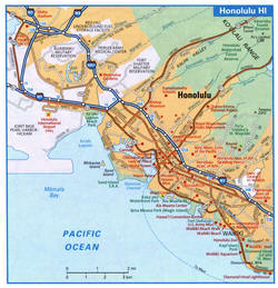 Honolulu HI tourist map with points of interest