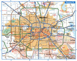 Houston TX tourist map with points of interest