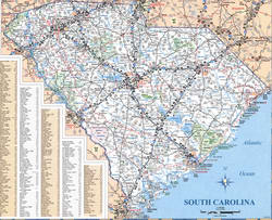 Detailed map of the state of South Carolina with cities and roads