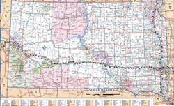 Detailed map of the state of South Dakota with cities and roads