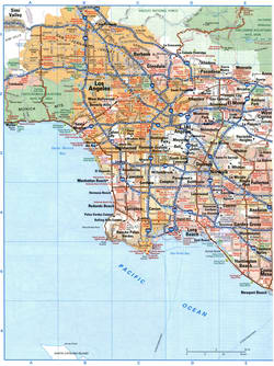 Los Angeles tourist map with points of interest