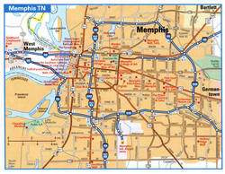 Memphis TN tourist map with points of interest