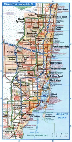 Miami tourist map with points of interest