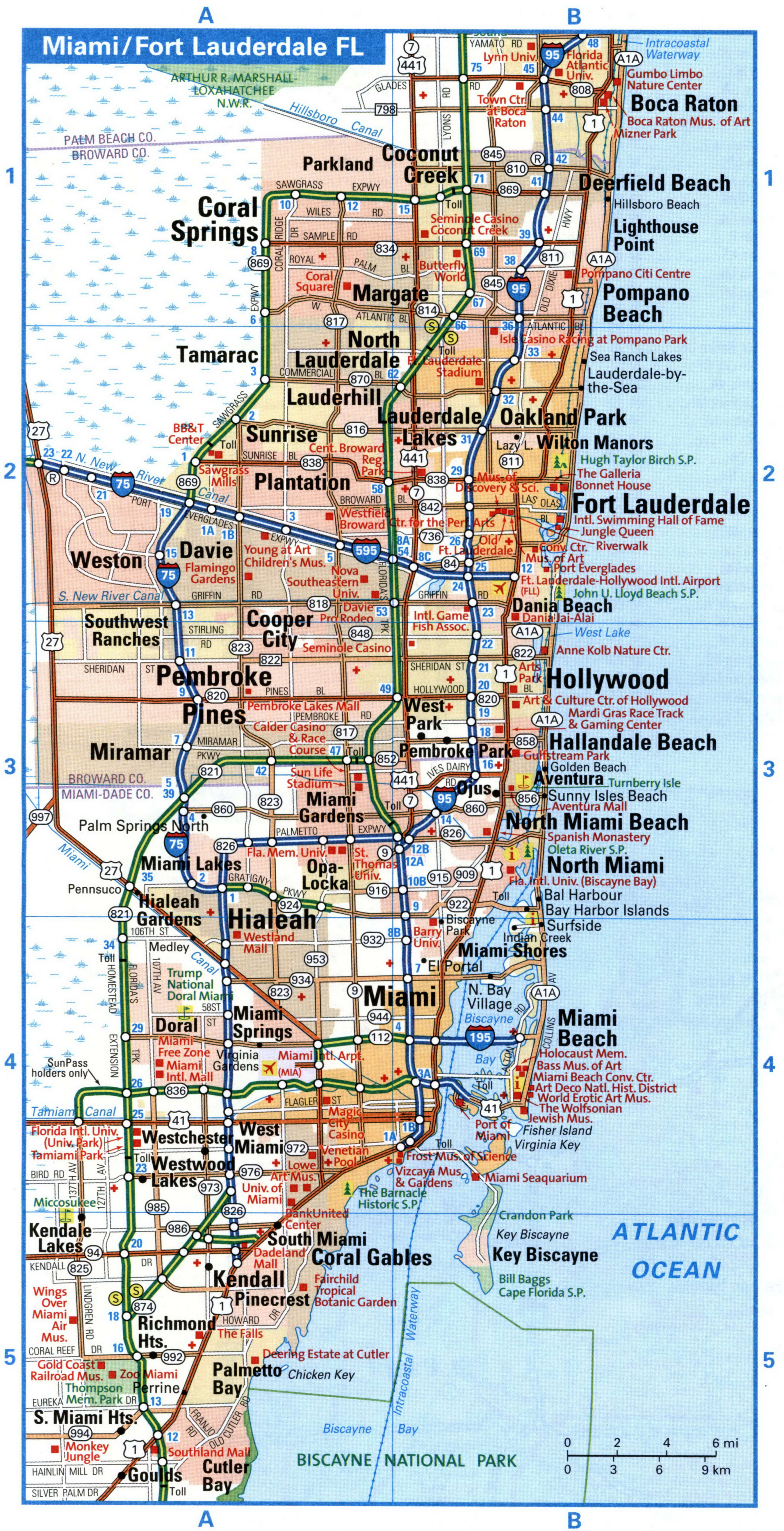 Miami tourist map with points of interest