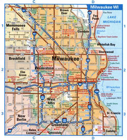 Milwaukee WI tourist map with points of interest