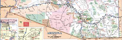 Map of southern Arizona. A map of the southern part of the state of Arizona with cities and towns.