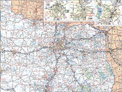 Detailed map of northeastern Texas with cities and roads