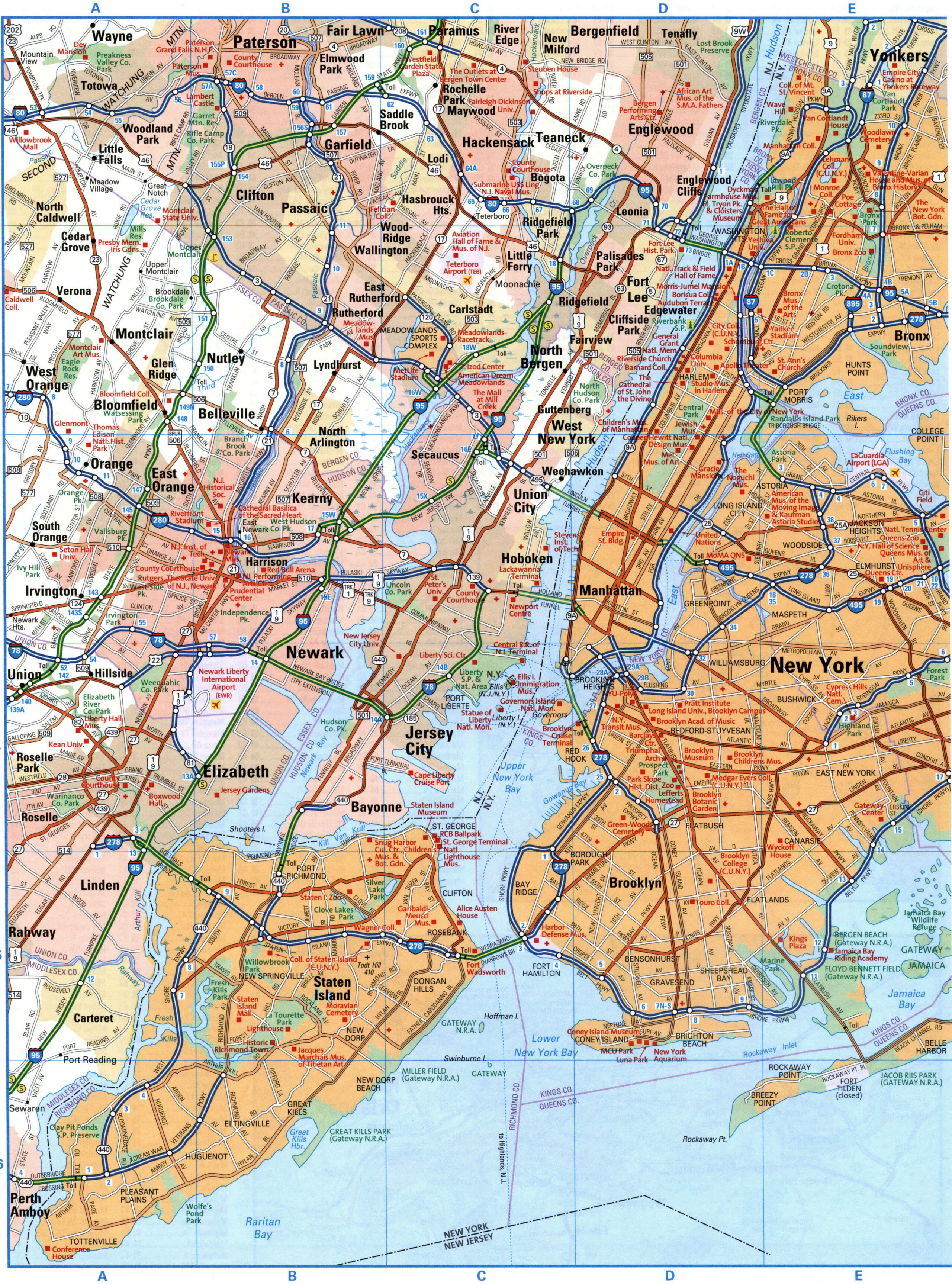 New York NY tourist map with points of interest